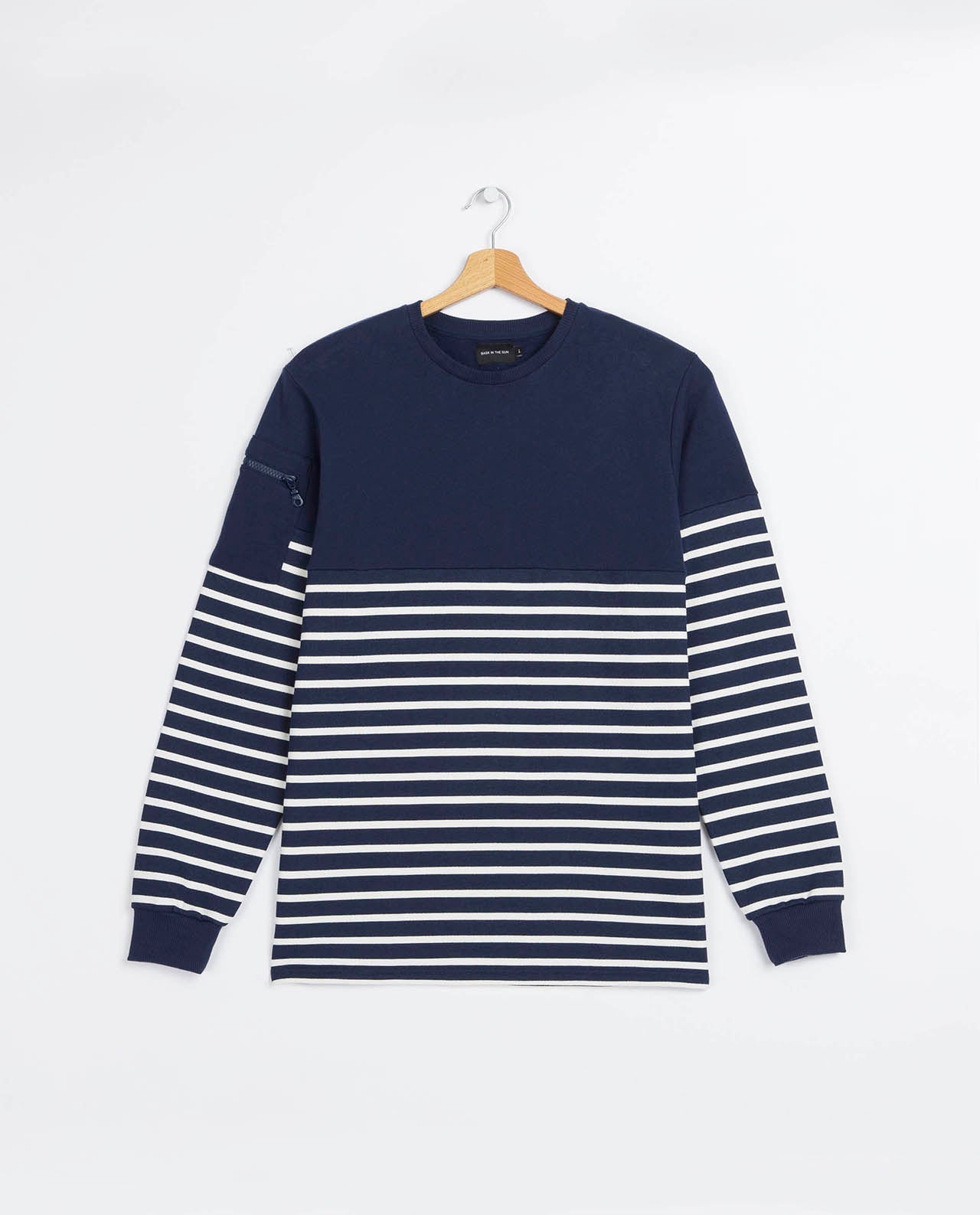 marché commun bask in the sun sweatshirt marinière homme coton biologique naturel éco-responsable éthique fabriqué en Europe bleu marine