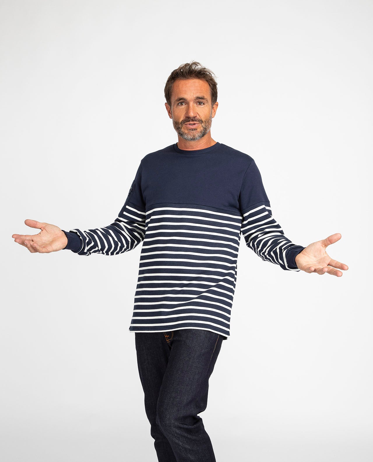 marché commun bask in the sun sweatshirt marinière homme coton biologique naturel éco-responsable éthique fabriqué en Europe bleu marine