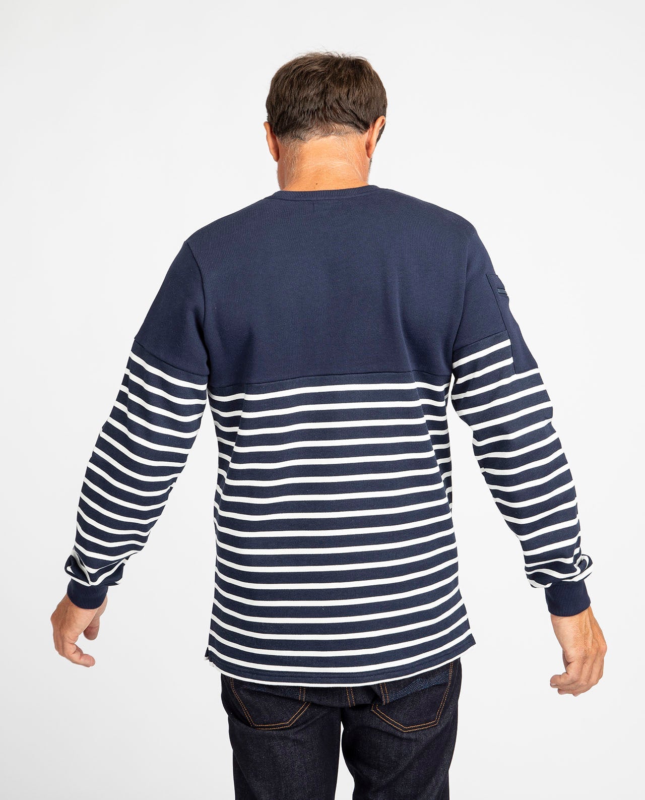 marché commun bask in the sun sweatshirt marinière homme coton biologique naturel éco-responsable éthique fabriqué en Europe bleu marine