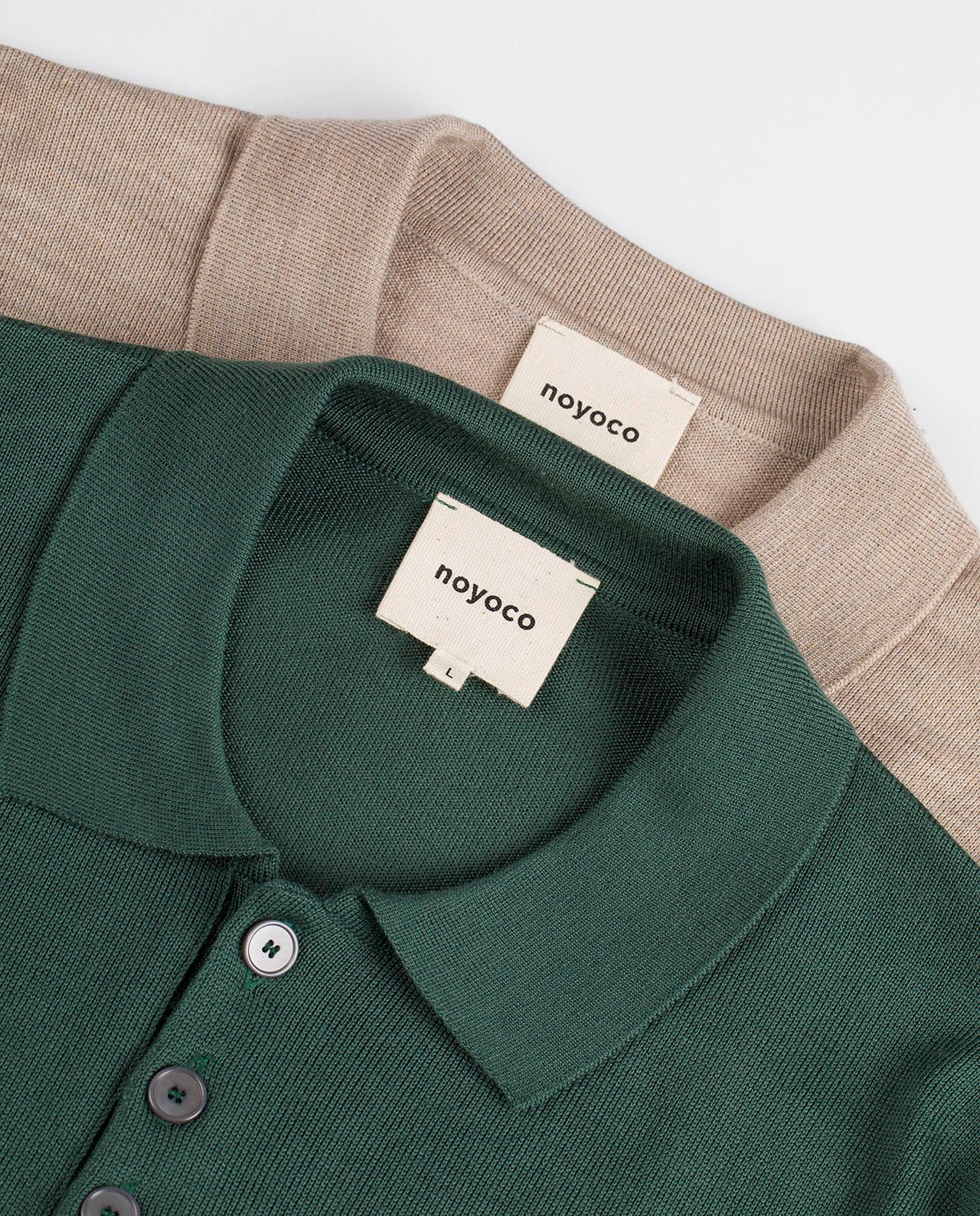marché commun noyoco polo homme manches longues laine mérinos extra fine vert éco-responsable