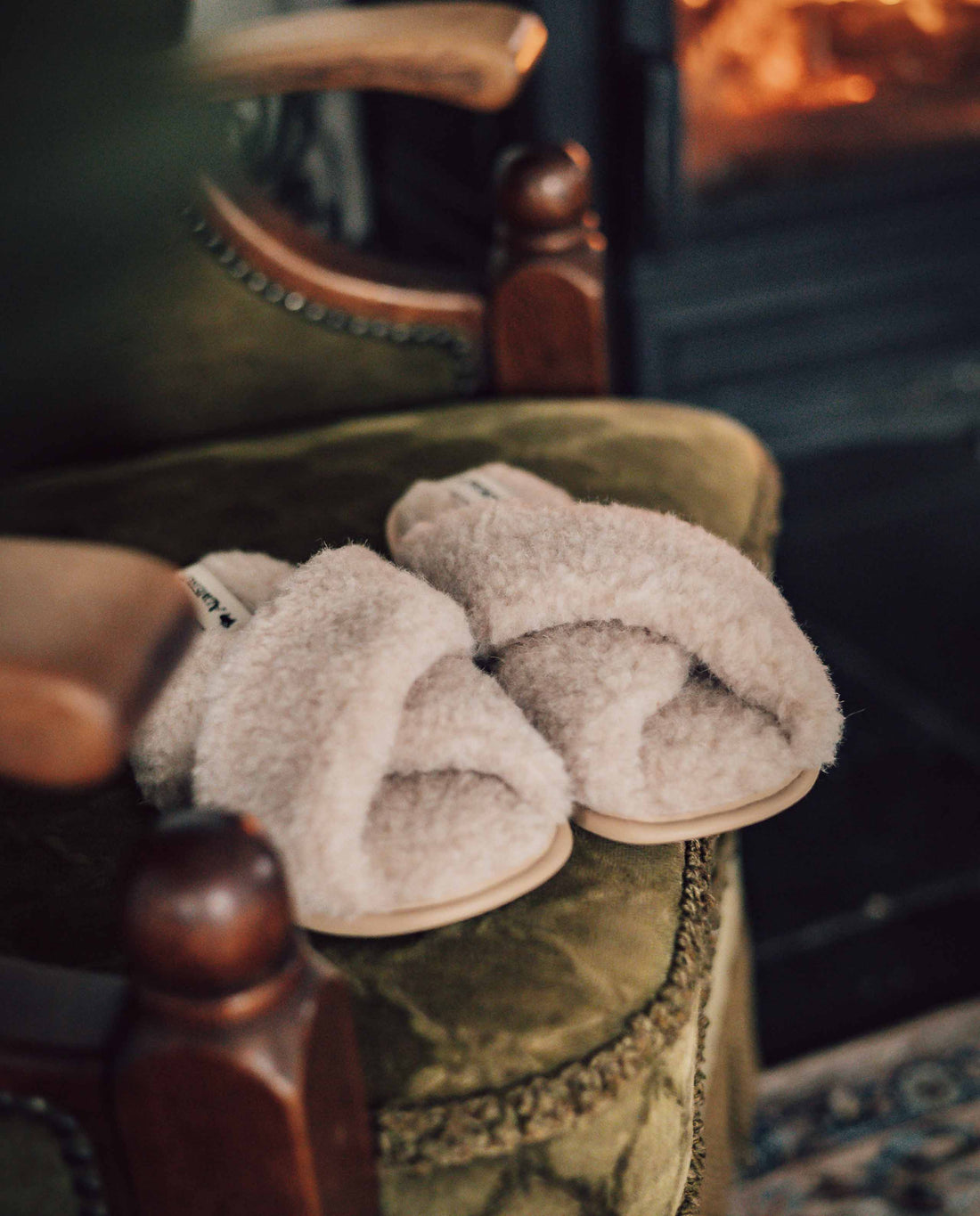 Marché Commun Alwero Chaussons Twenn X Laine Beige