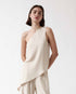 marché commun top asymétrique en viscose EcoVero™ et lin beige amt studio
