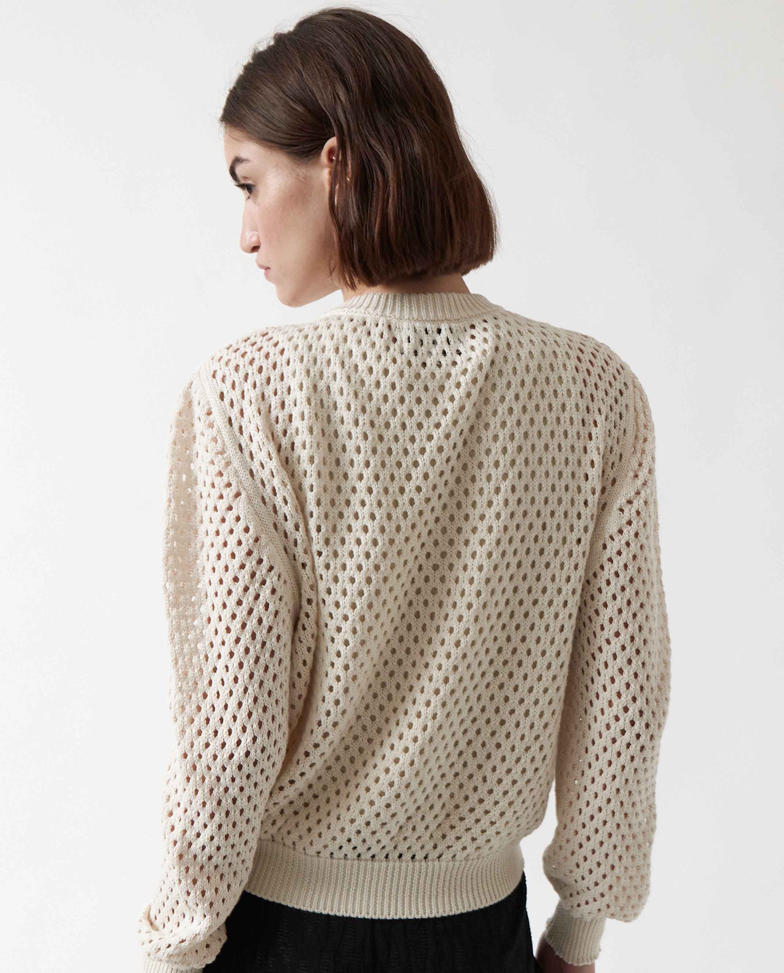 marche commun cardigan ajoure en coton bio beige amt studio