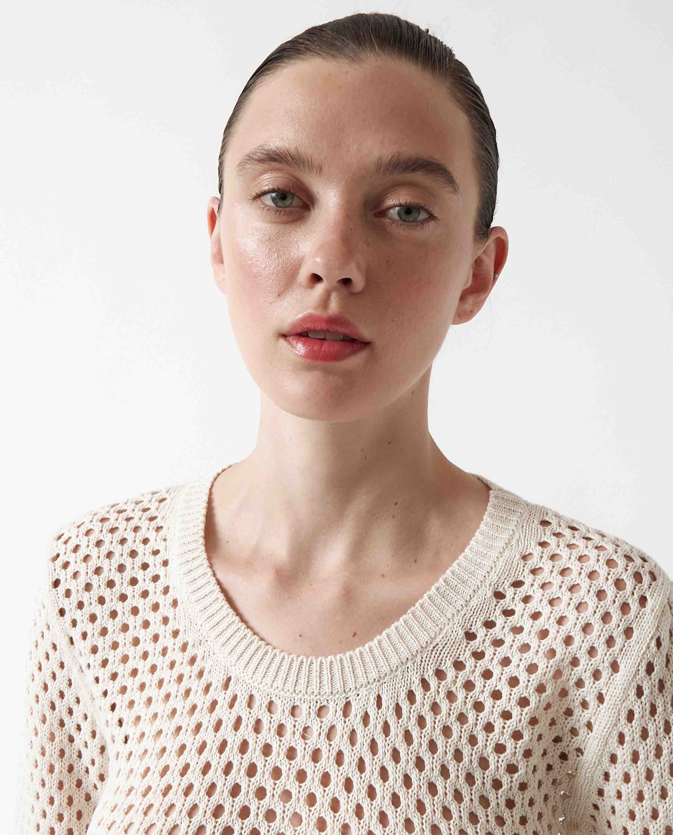 marché commun robe ajourée en coton bio beige amt studio