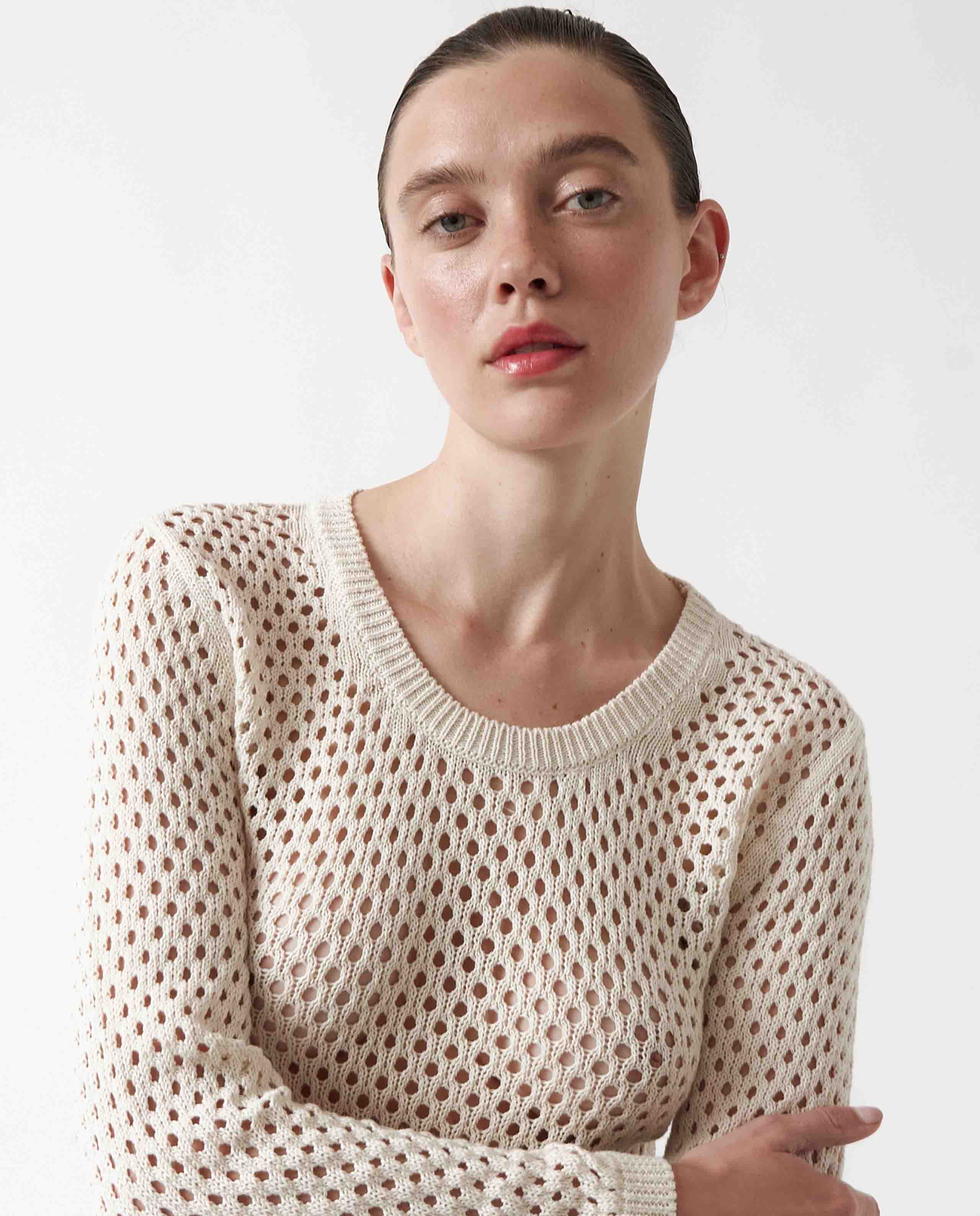 marché commun robe ajourée en coton bio beige amt studio