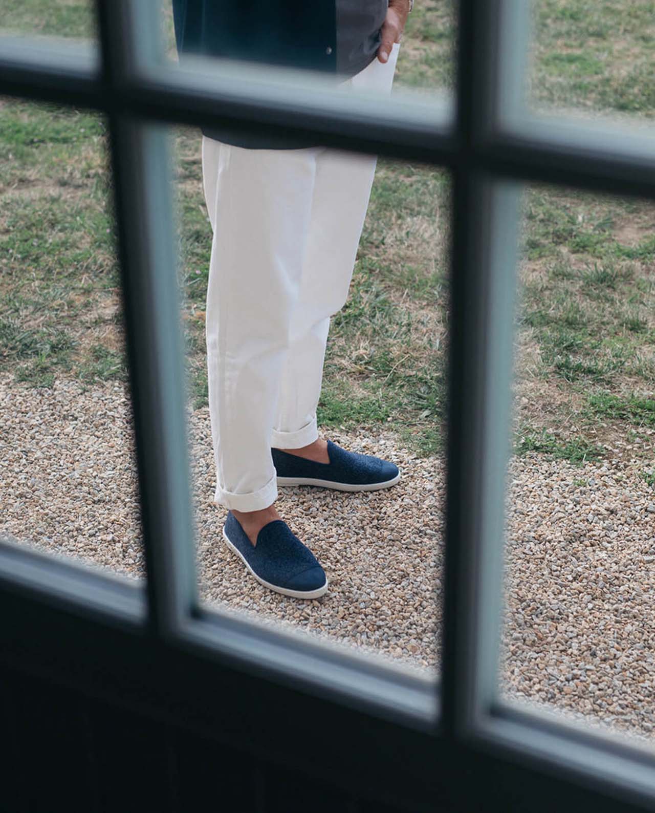 marché commun angarde chaussons homme slippers laine recyclée fabriqués en europe bleu marine