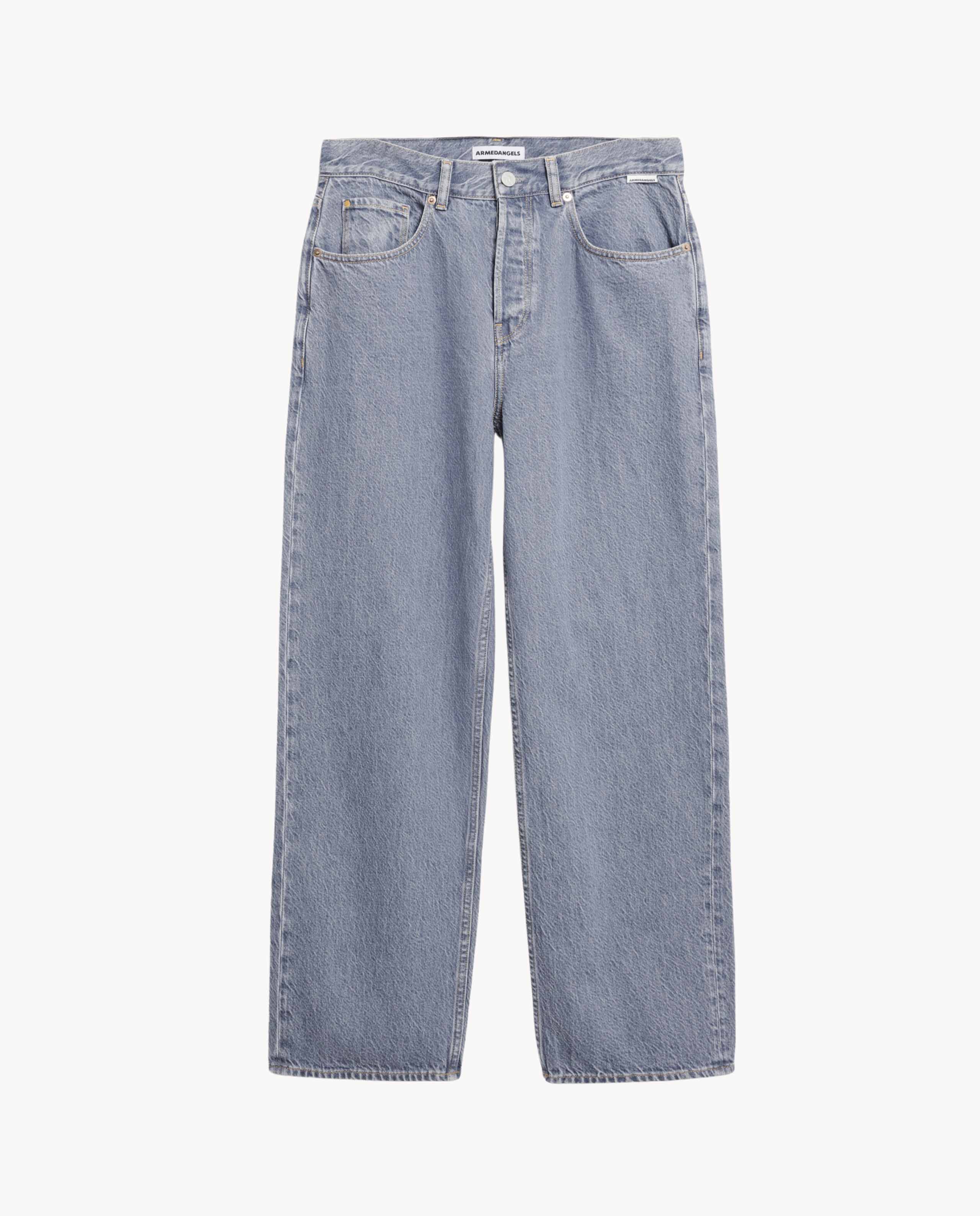 Marché Commun jean droit en coton bio bleu gris clair Armedangels