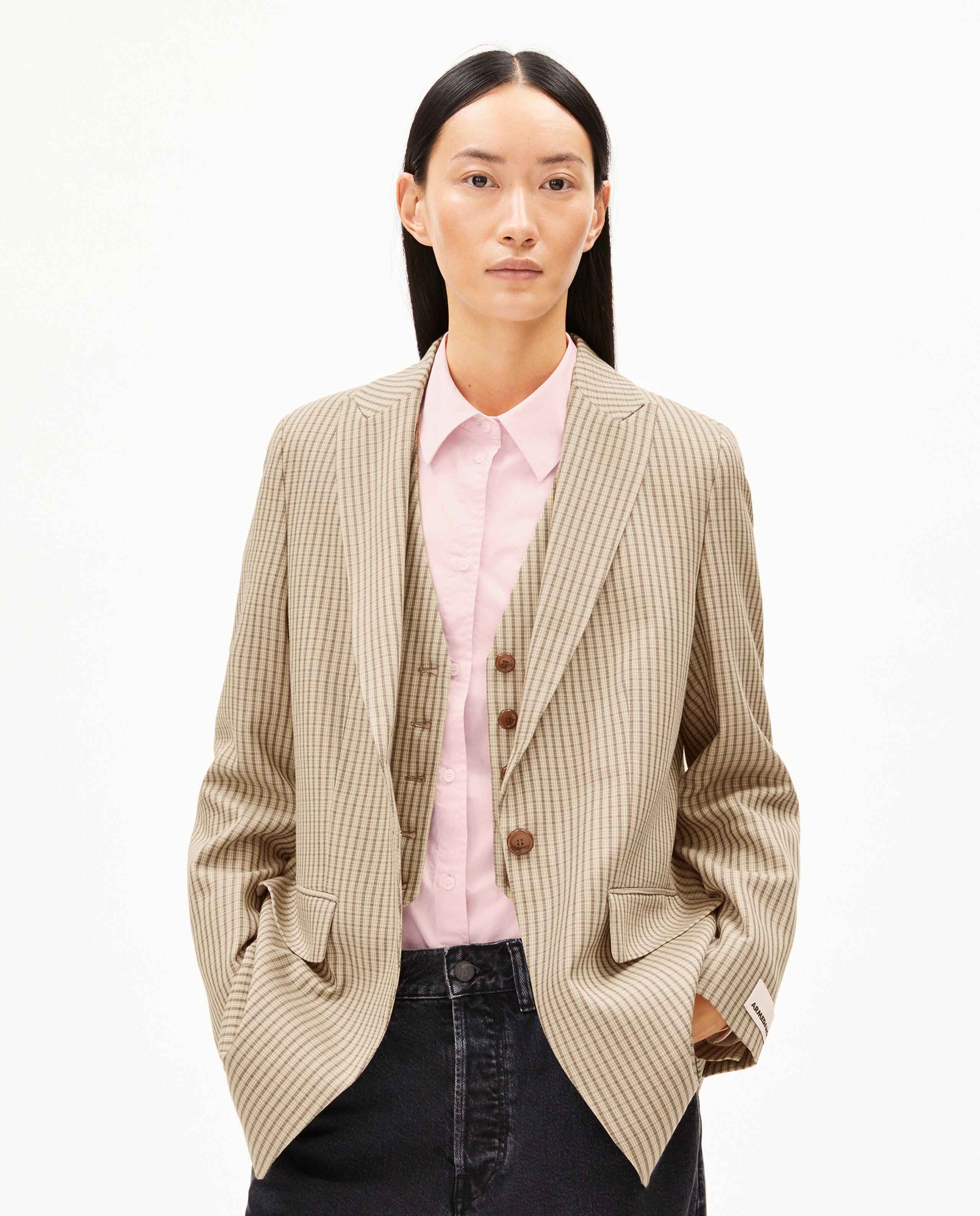 Marché Commun Blazer en viscose à carreaux Armedangels