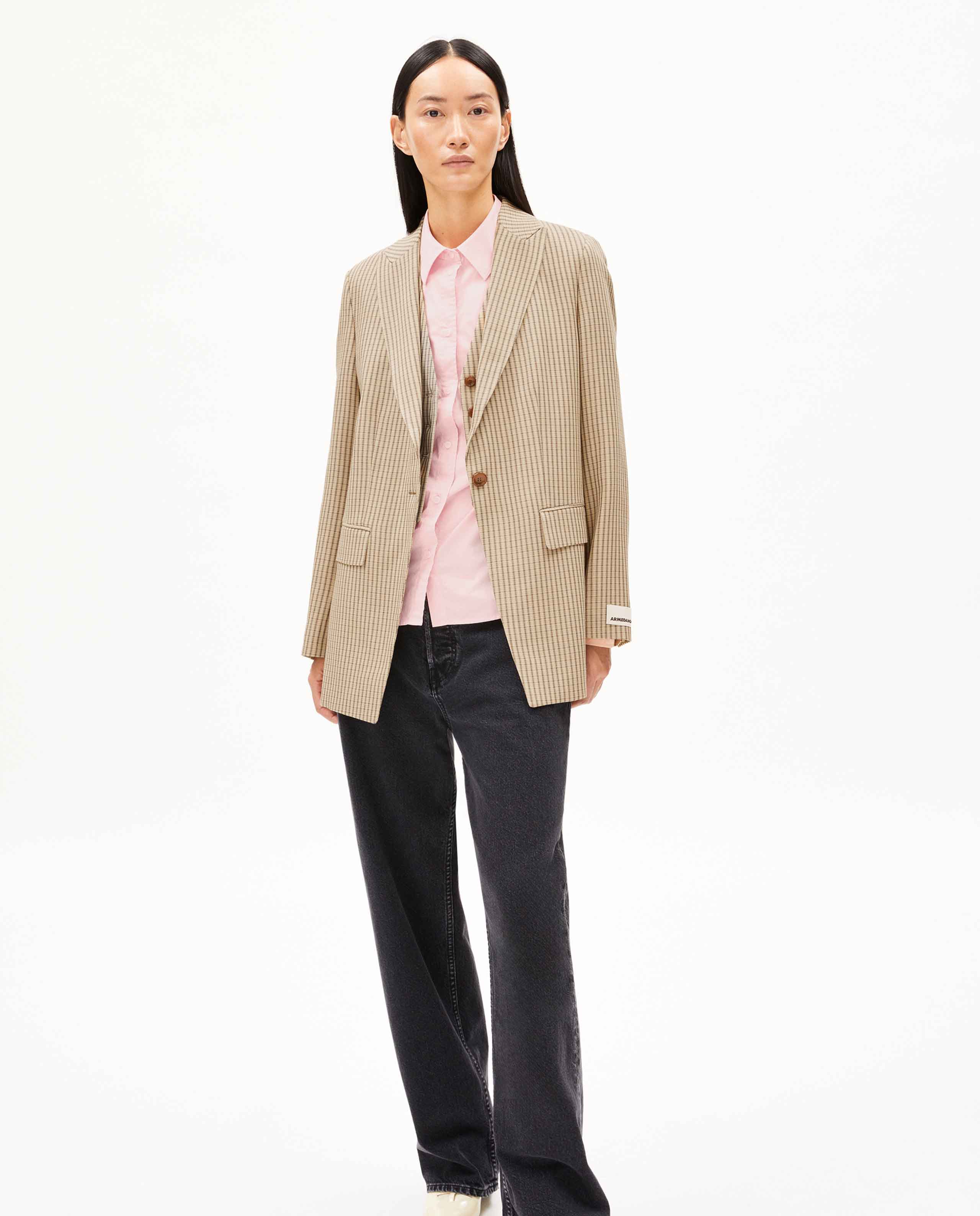 Marché Commun Blazer en viscose à carreaux Armedangels