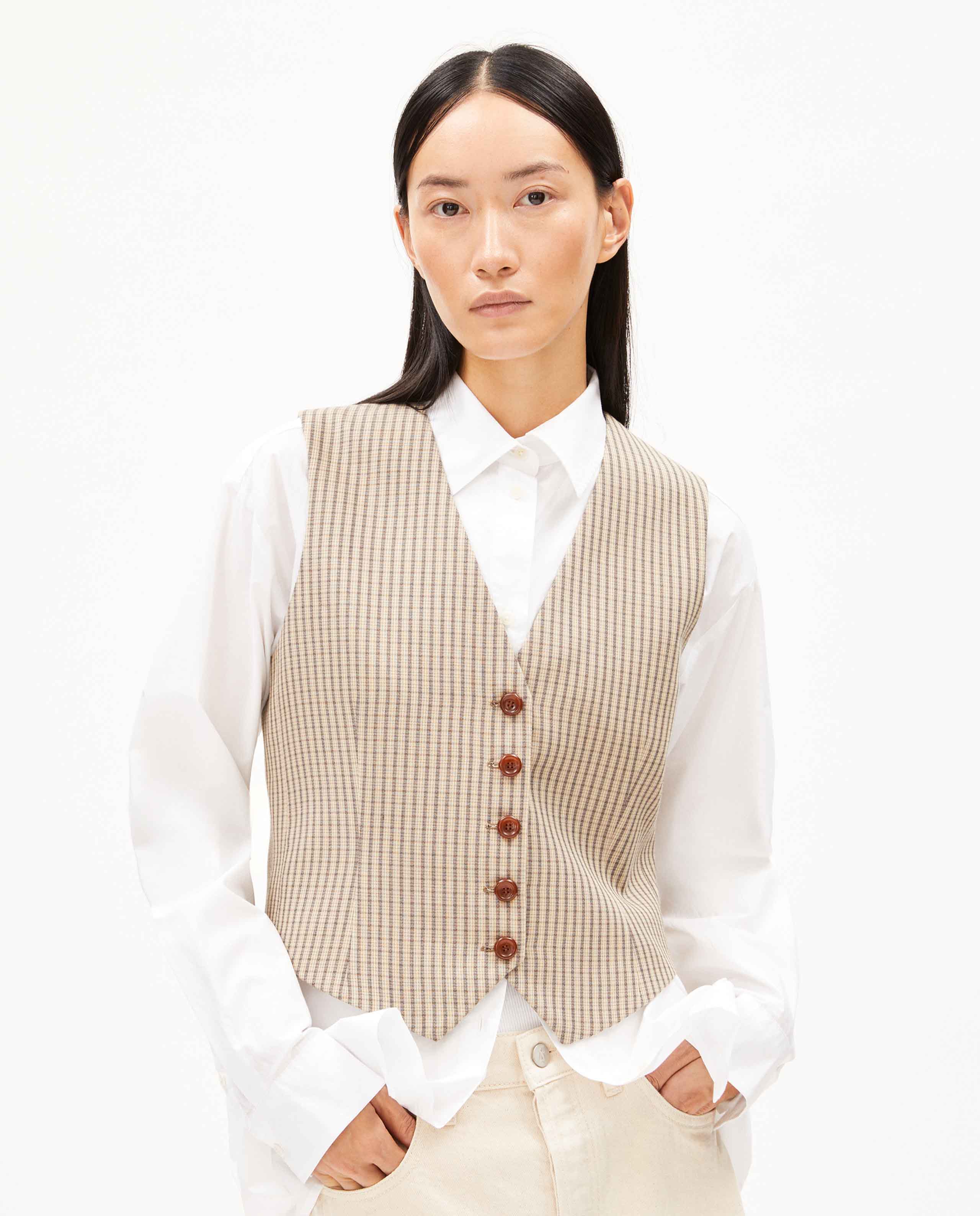 Marché Commun gilet de costume sans manches à carreaux Armedangels