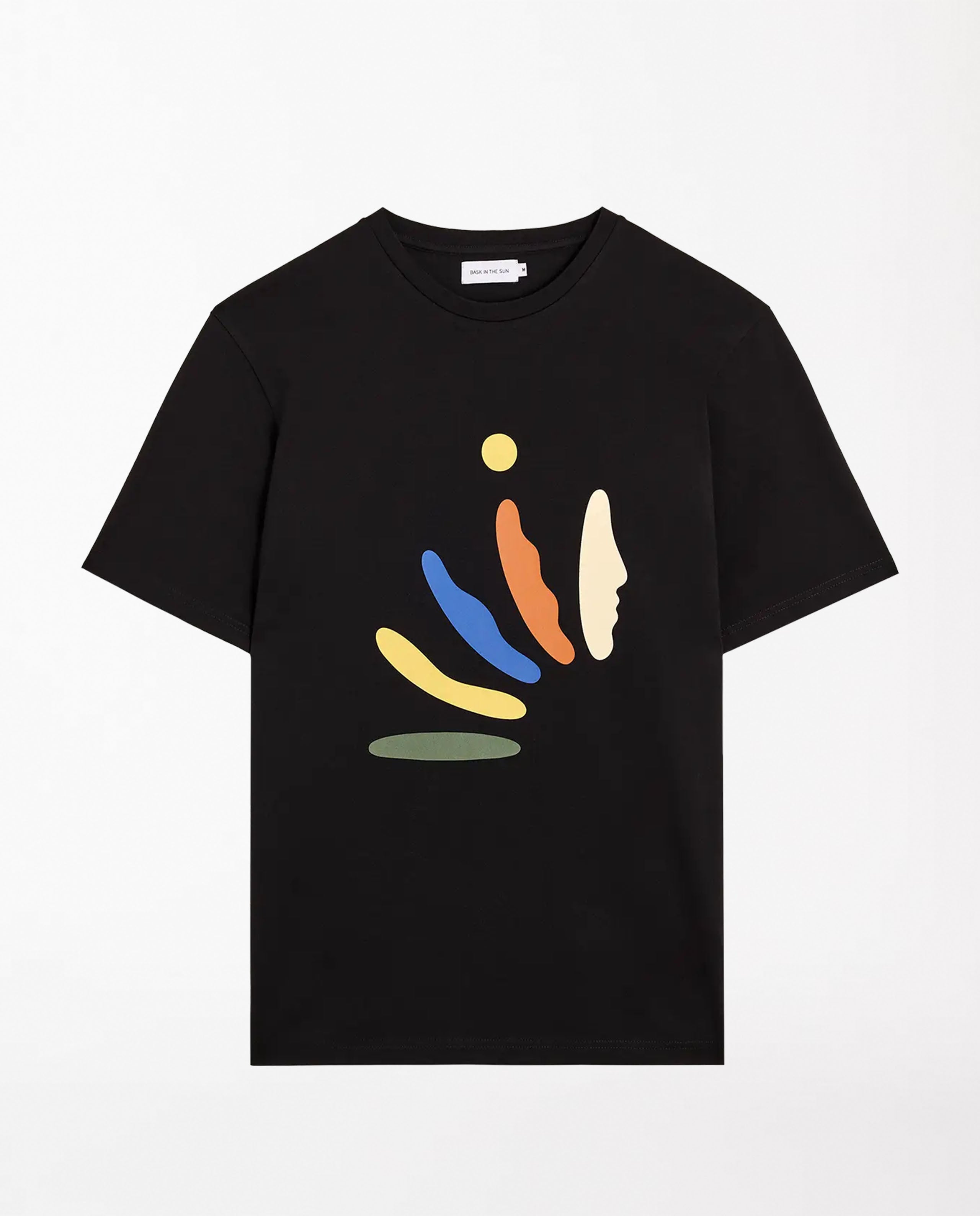 marché commun t-shirt imprimé en coton bio noir bask in the sun