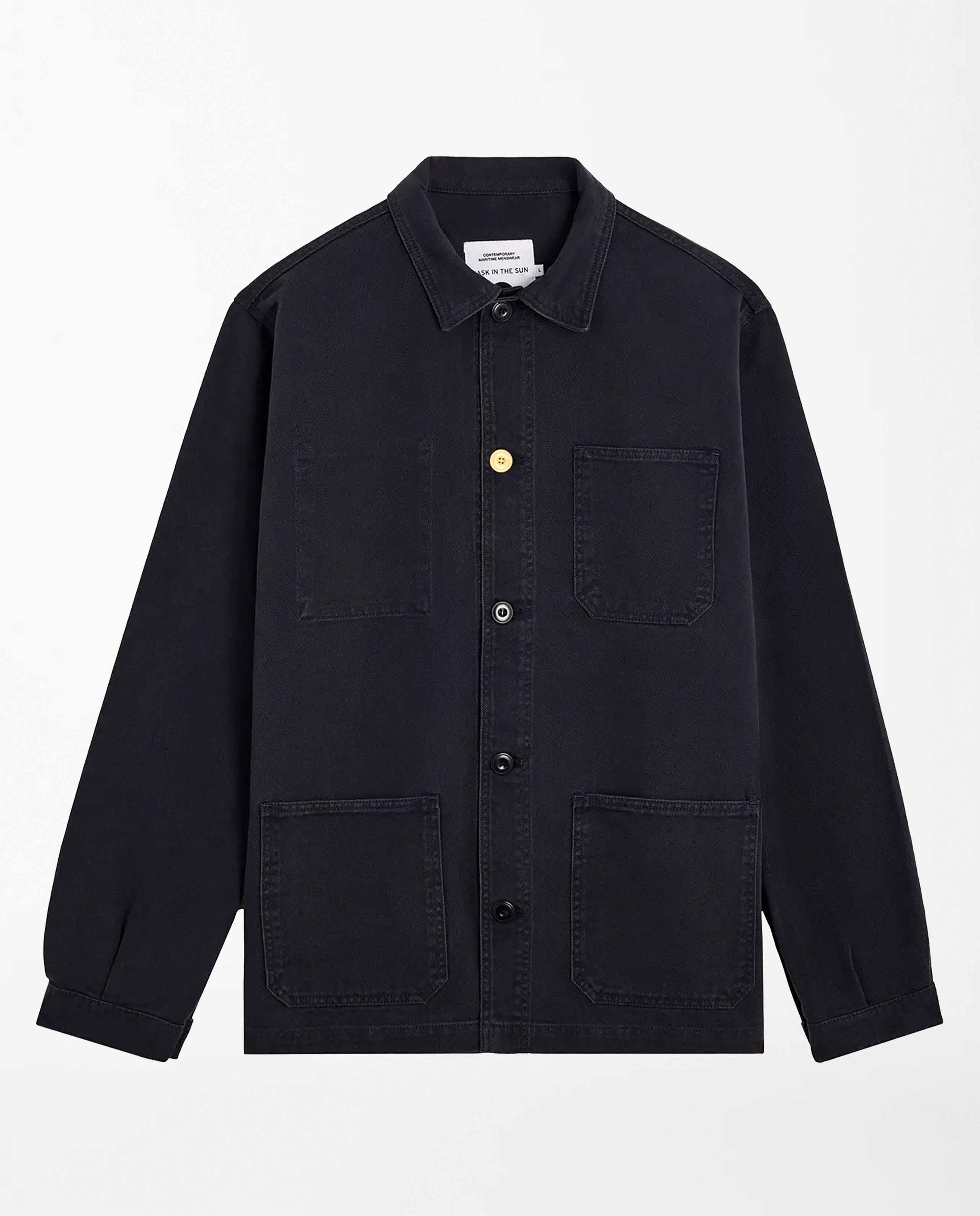 marché commun veste de travail en coton bio bleu marine bask in the sun