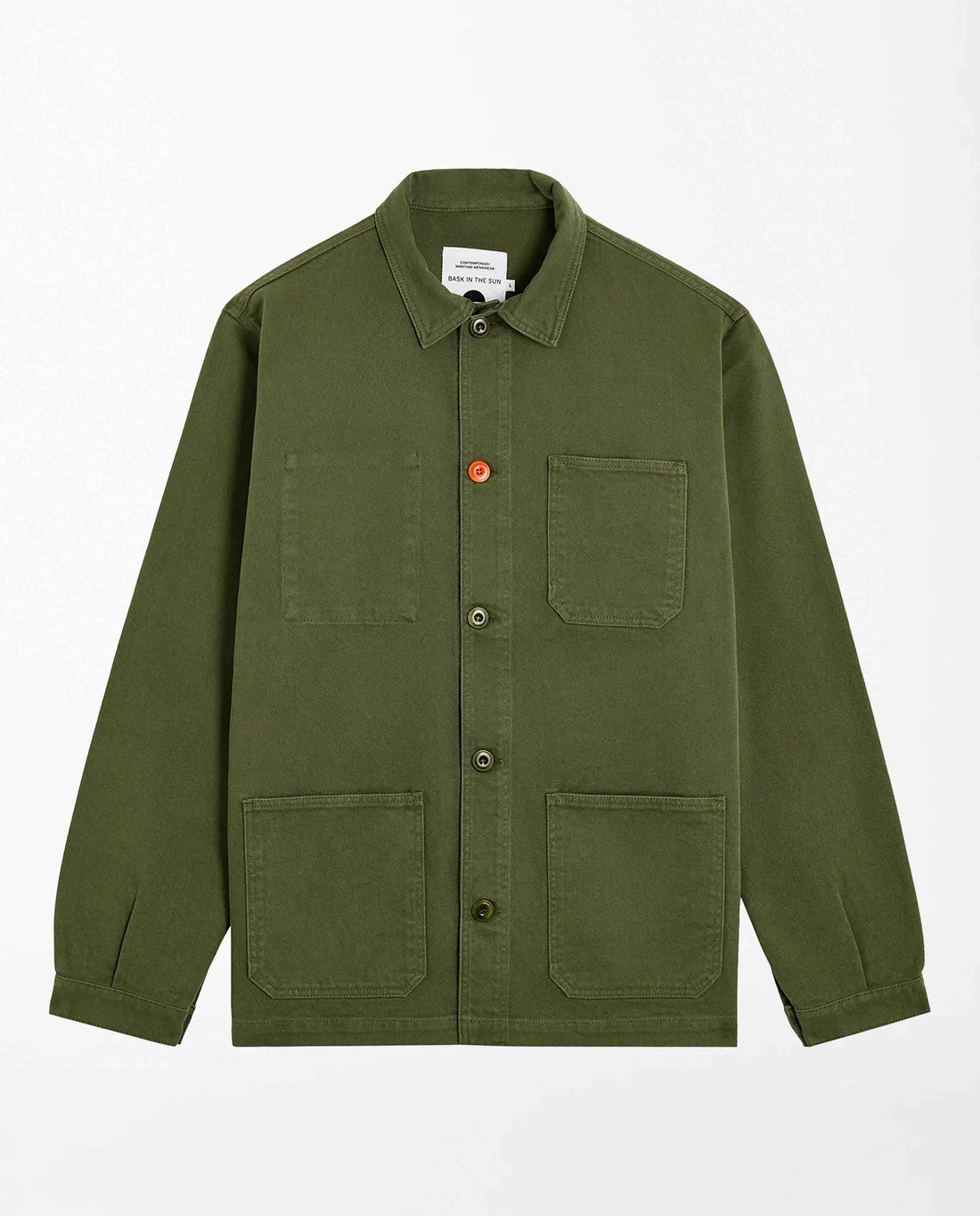 marché commun veste de travail en coton bio vert olive bask in the sun