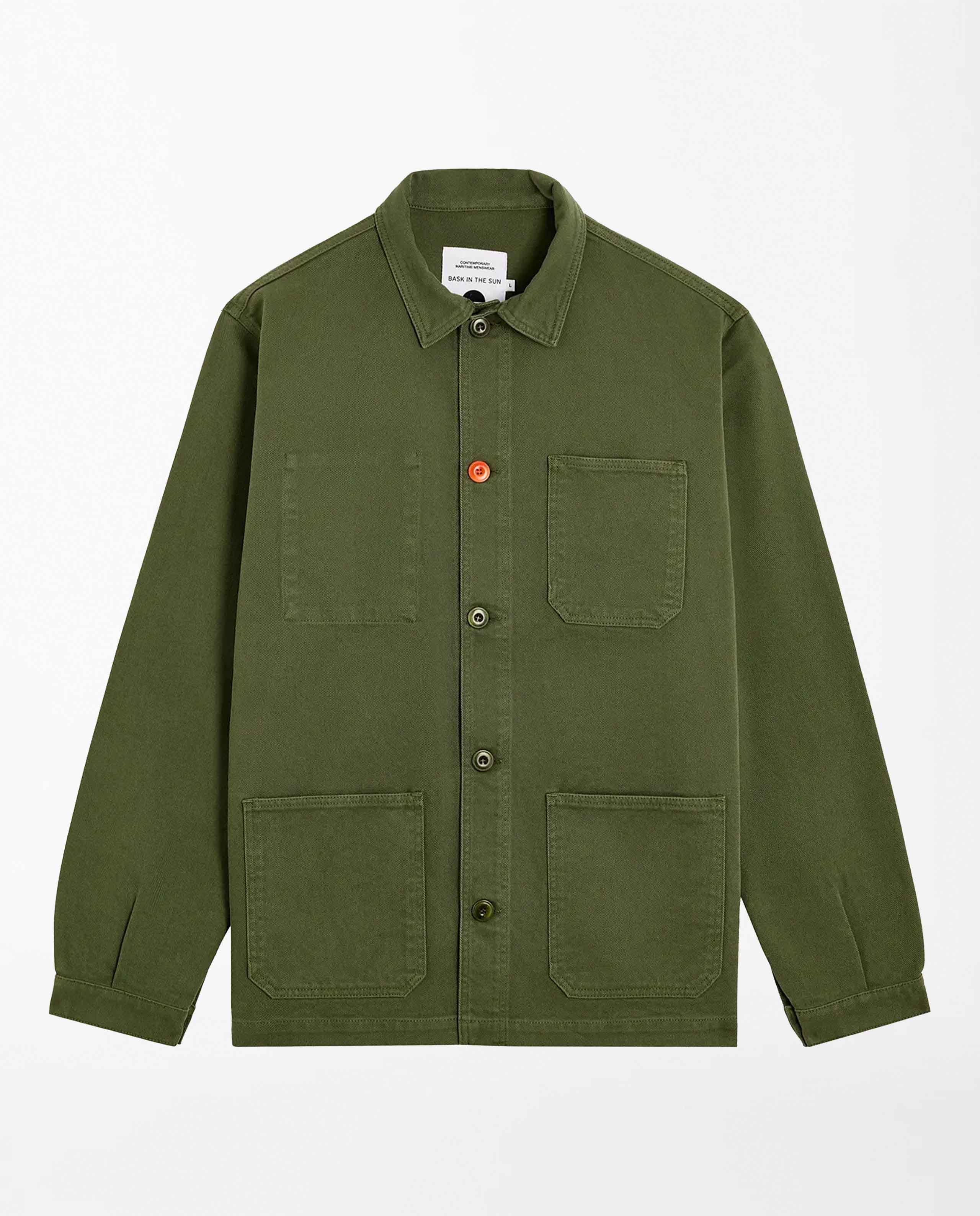 marché commun veste de travail en coton bio vert olive bask in the sun