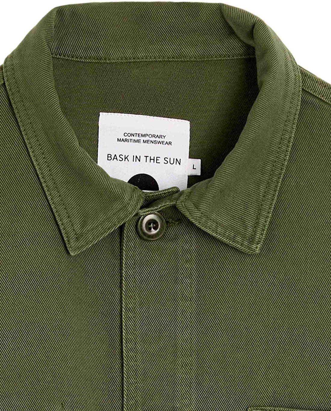 marché commun veste de travail en coton bio vert olive bask in the sun