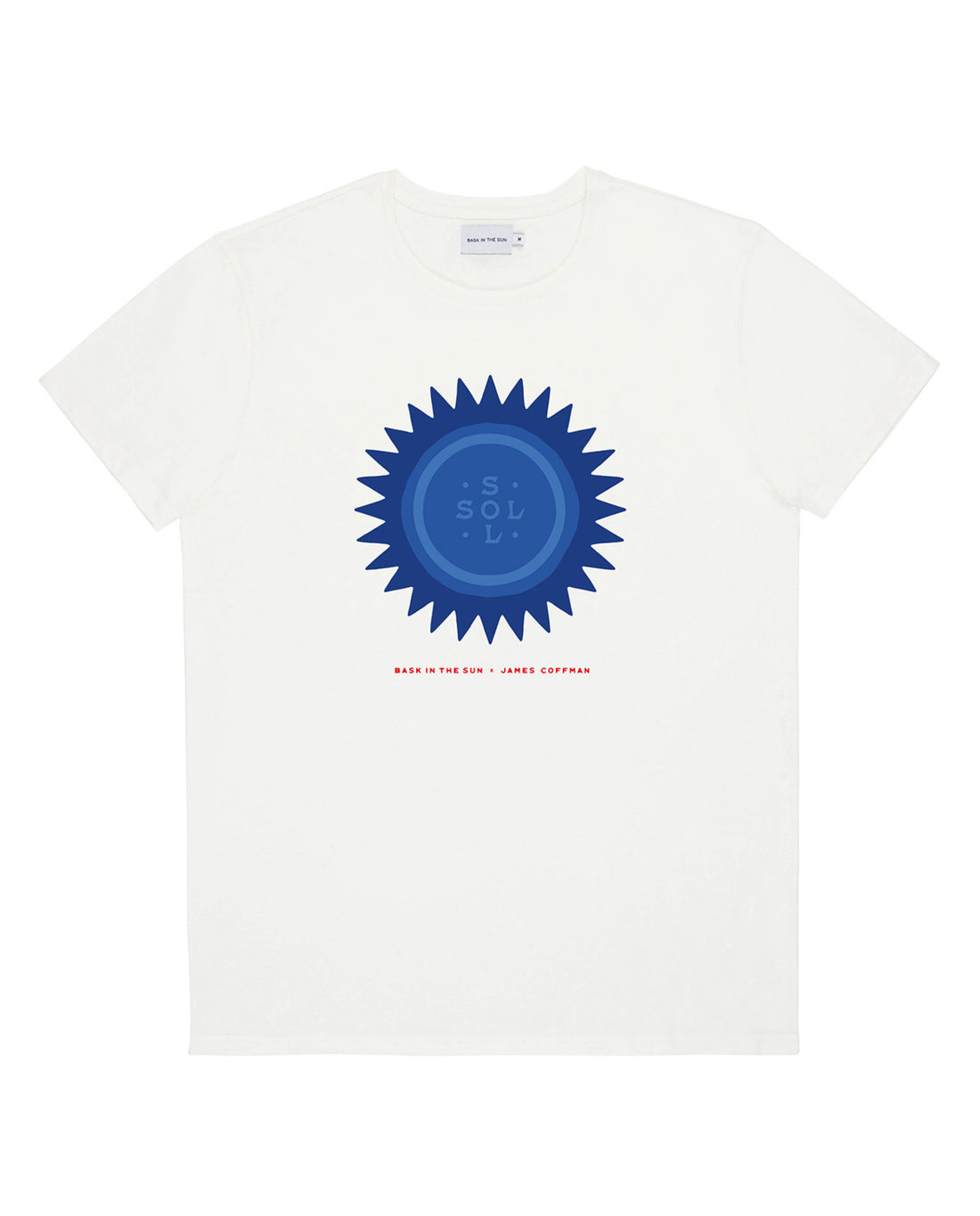 Marché commun t-shirt en coton bio blanc imprimé bleu rouge bask in the sun