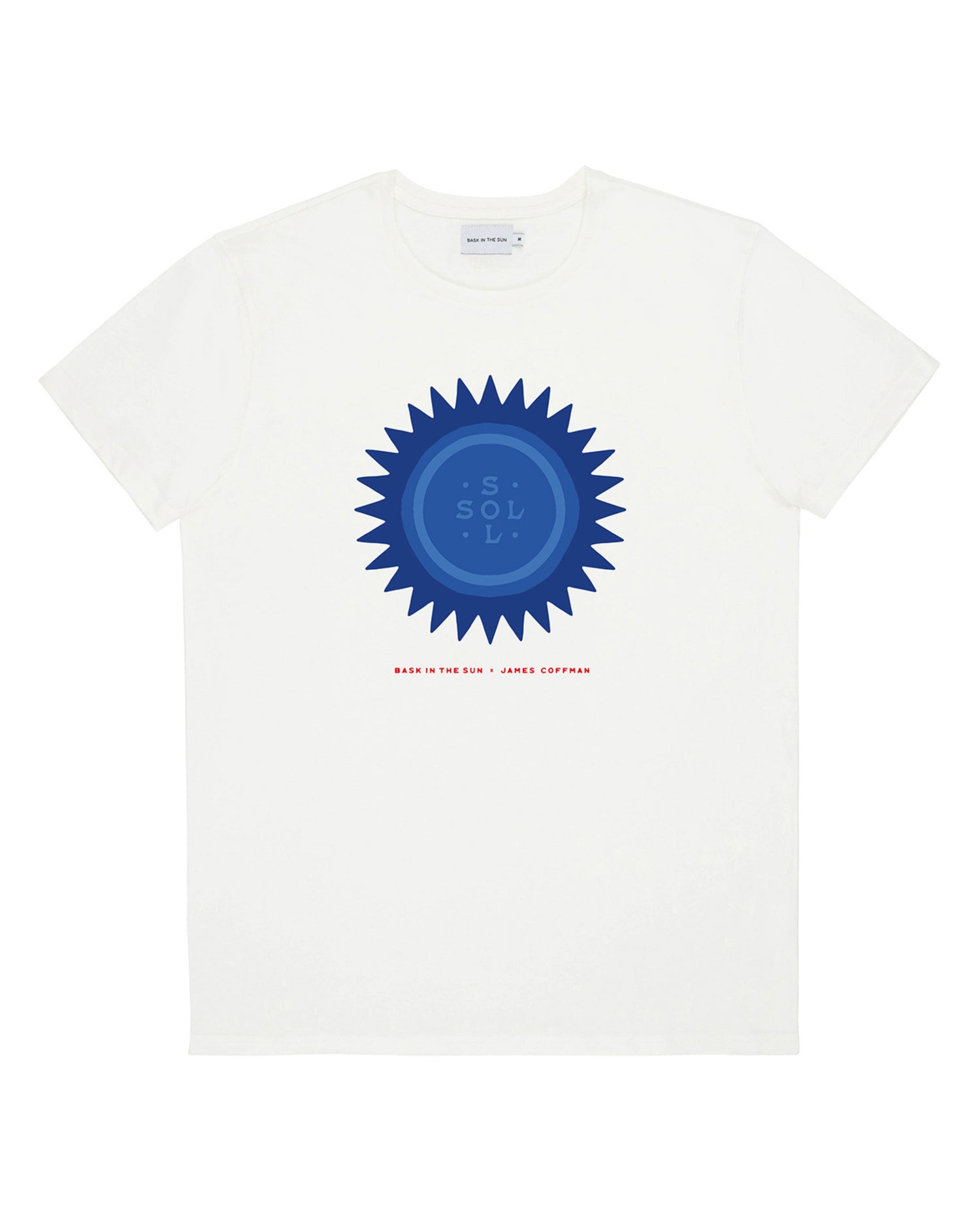 Marché commun t-shirt en coton bio blanc imprimé bleu rouge bask in the sun