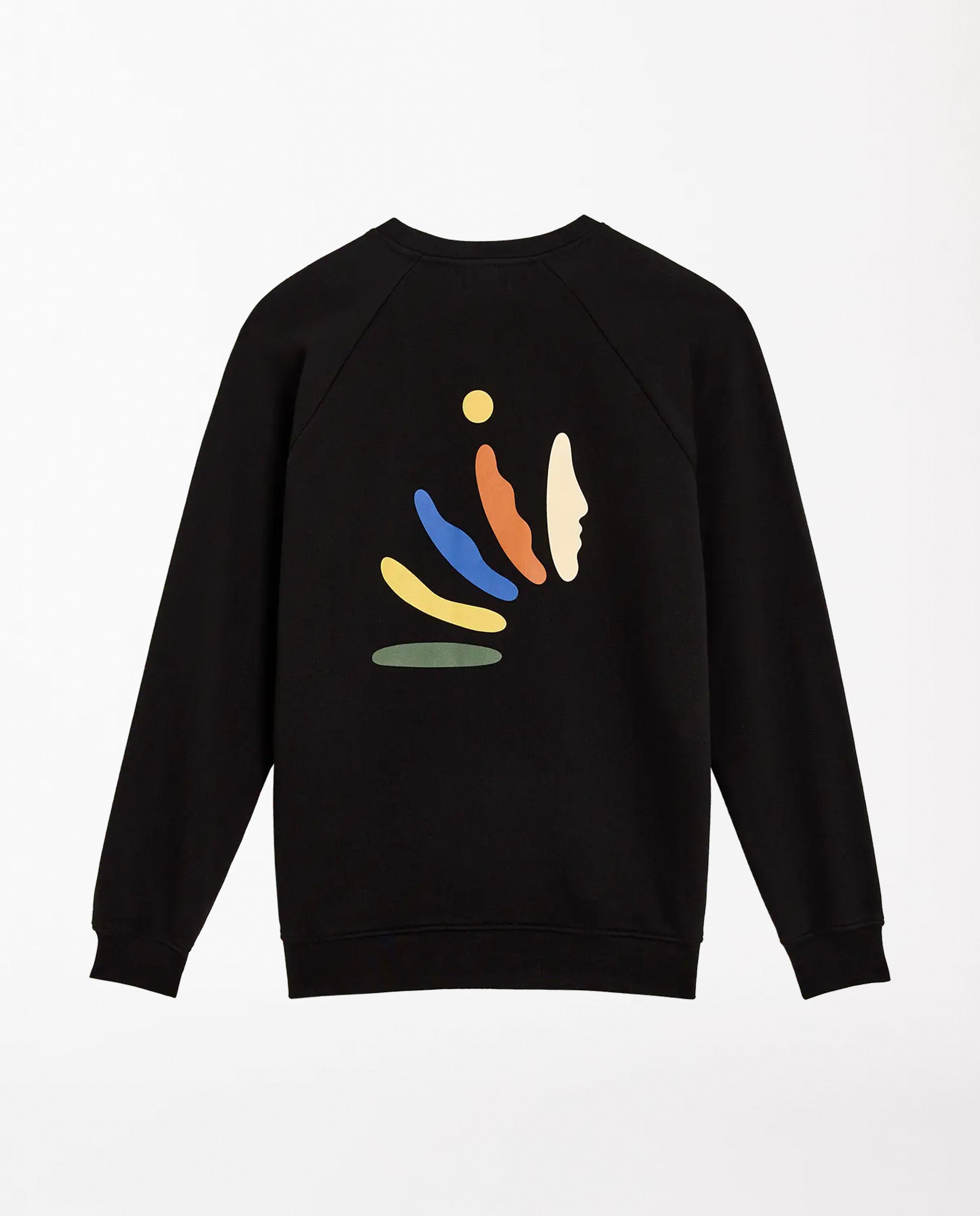 marché commun sweat imprimé en coton bio noir bask in the sun