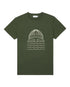 Marché Commun T-shirt imprimé en coton bio vert forêt Bask in the sun