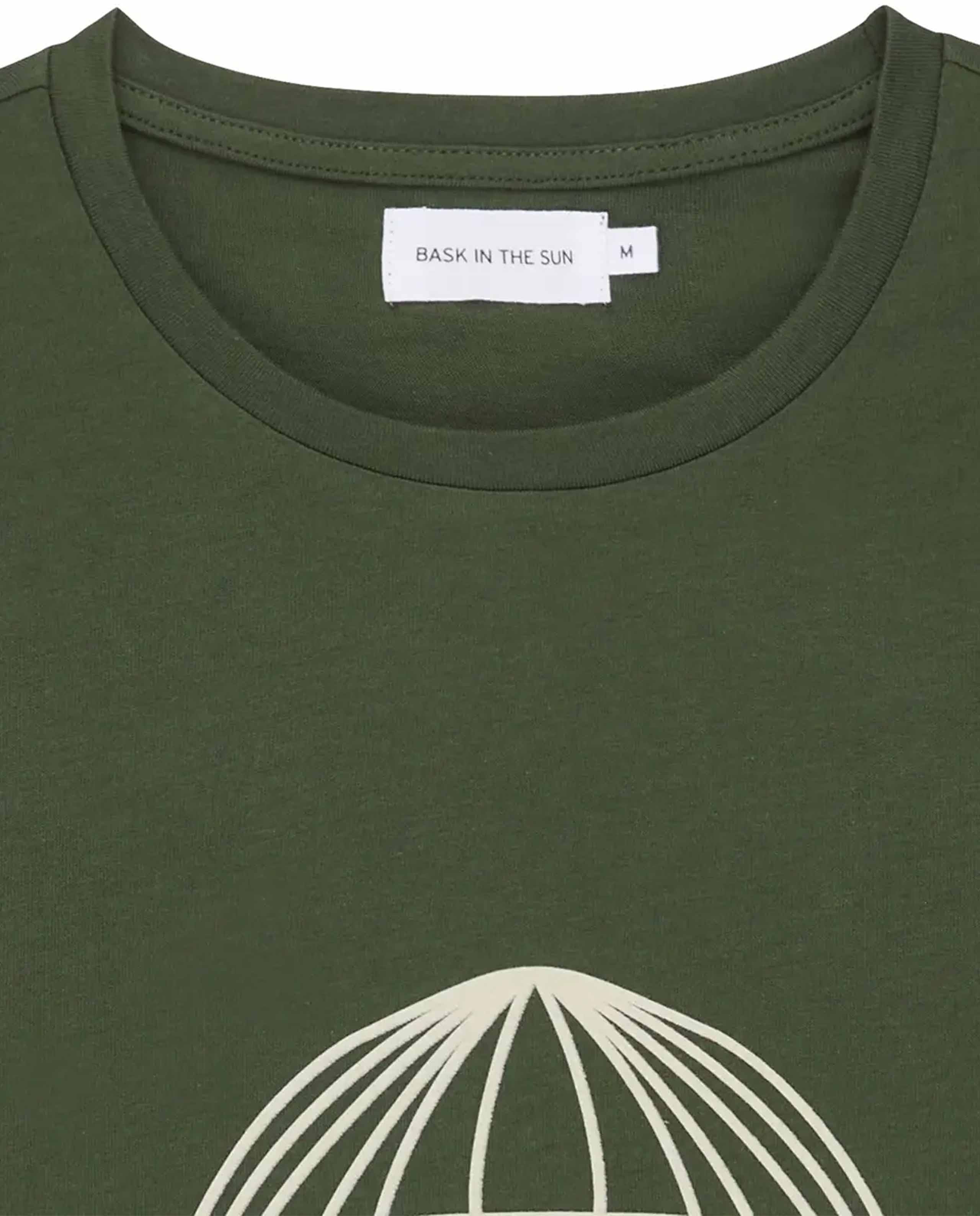 Marché Commun T-shirt imprimé en coton bio vert forêt Bask in the sun