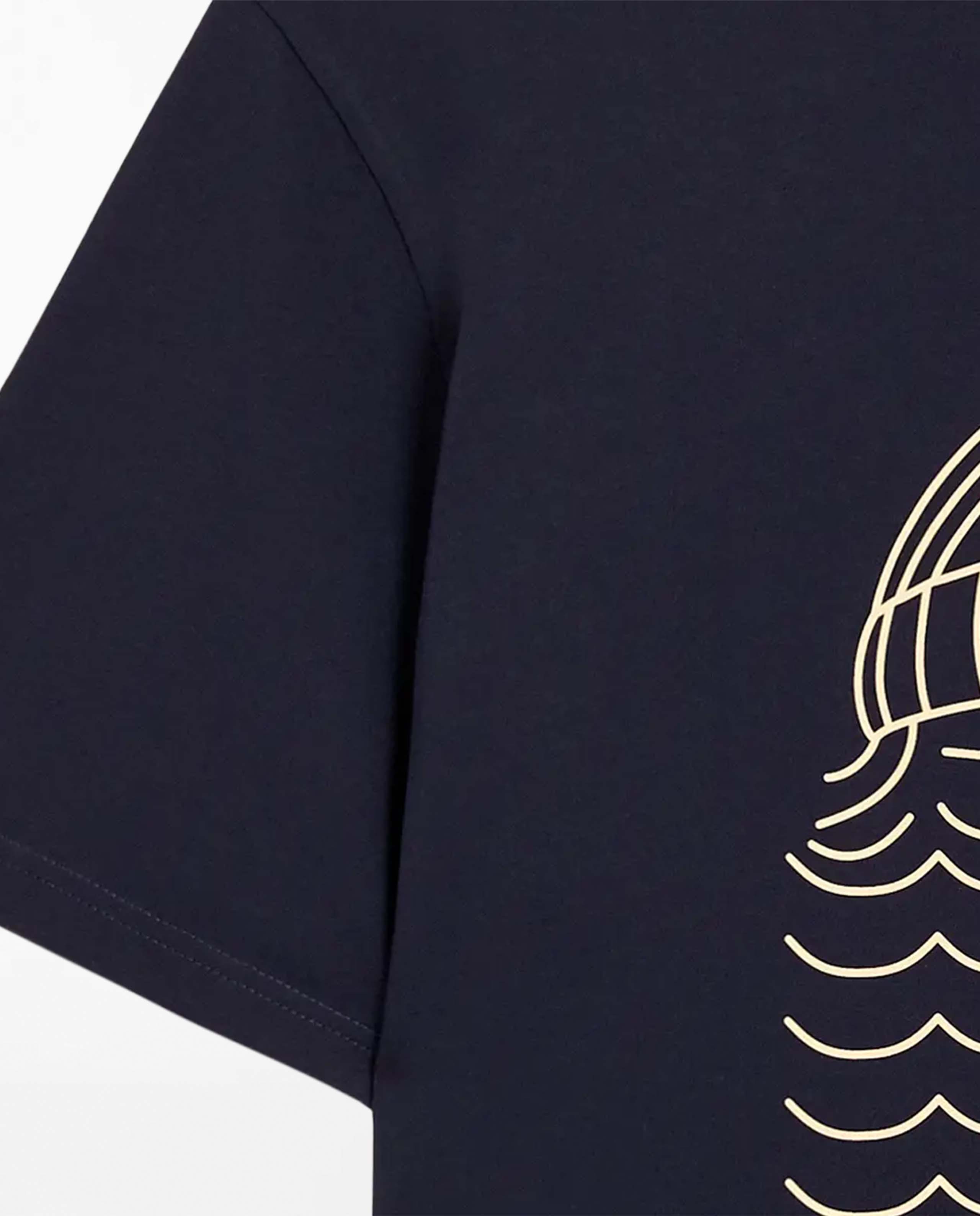 marché commun t-shirt imprimé en coton bio bleu navy bask in the sun