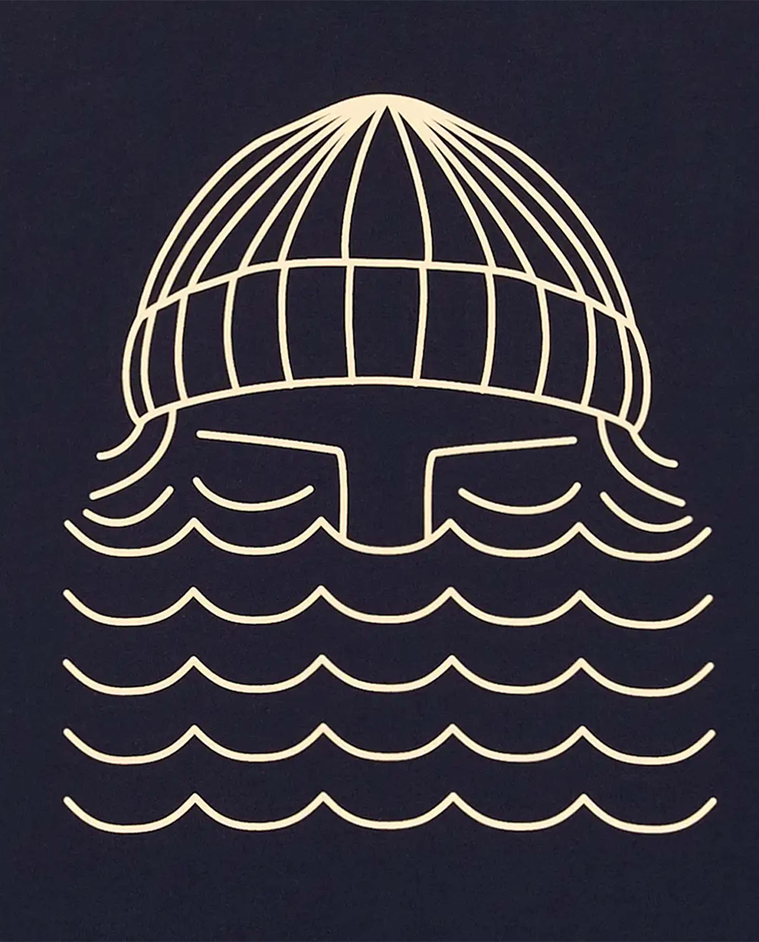 marché commun t-shirt imprimé en coton bio bleu navy bask in the sun