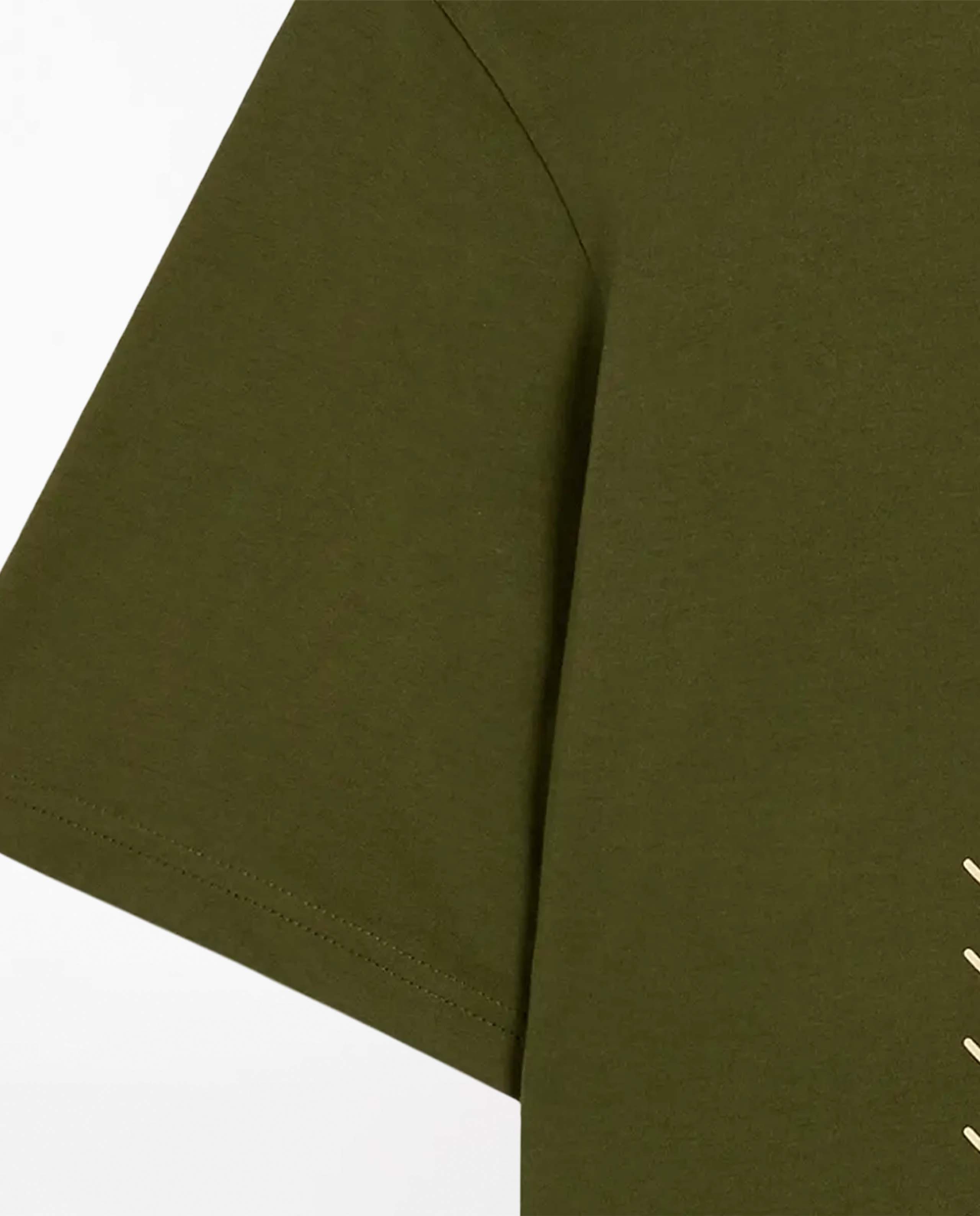 marché commun t-shirt imprimé en coton bio vert olive bask in the sun