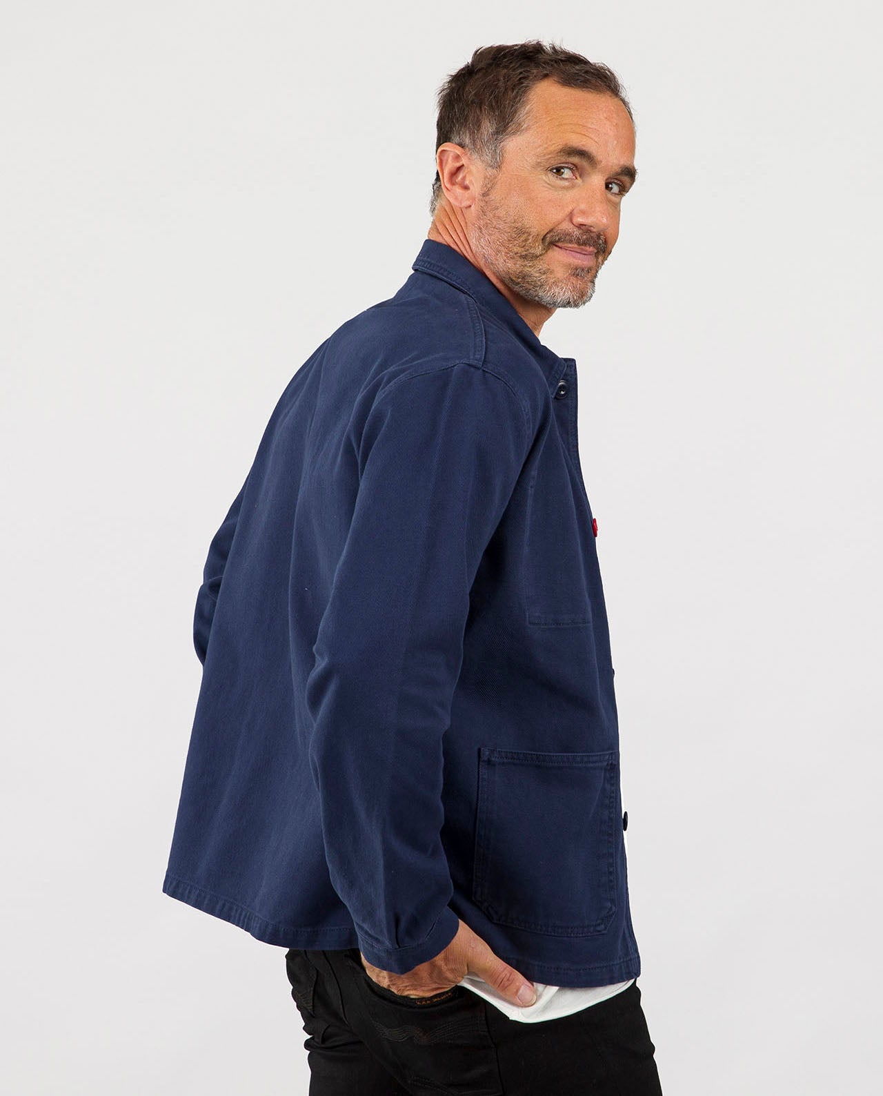marché commun bask in the sun veste de travail homme coton biologique éthique éco-responsable bleu marine