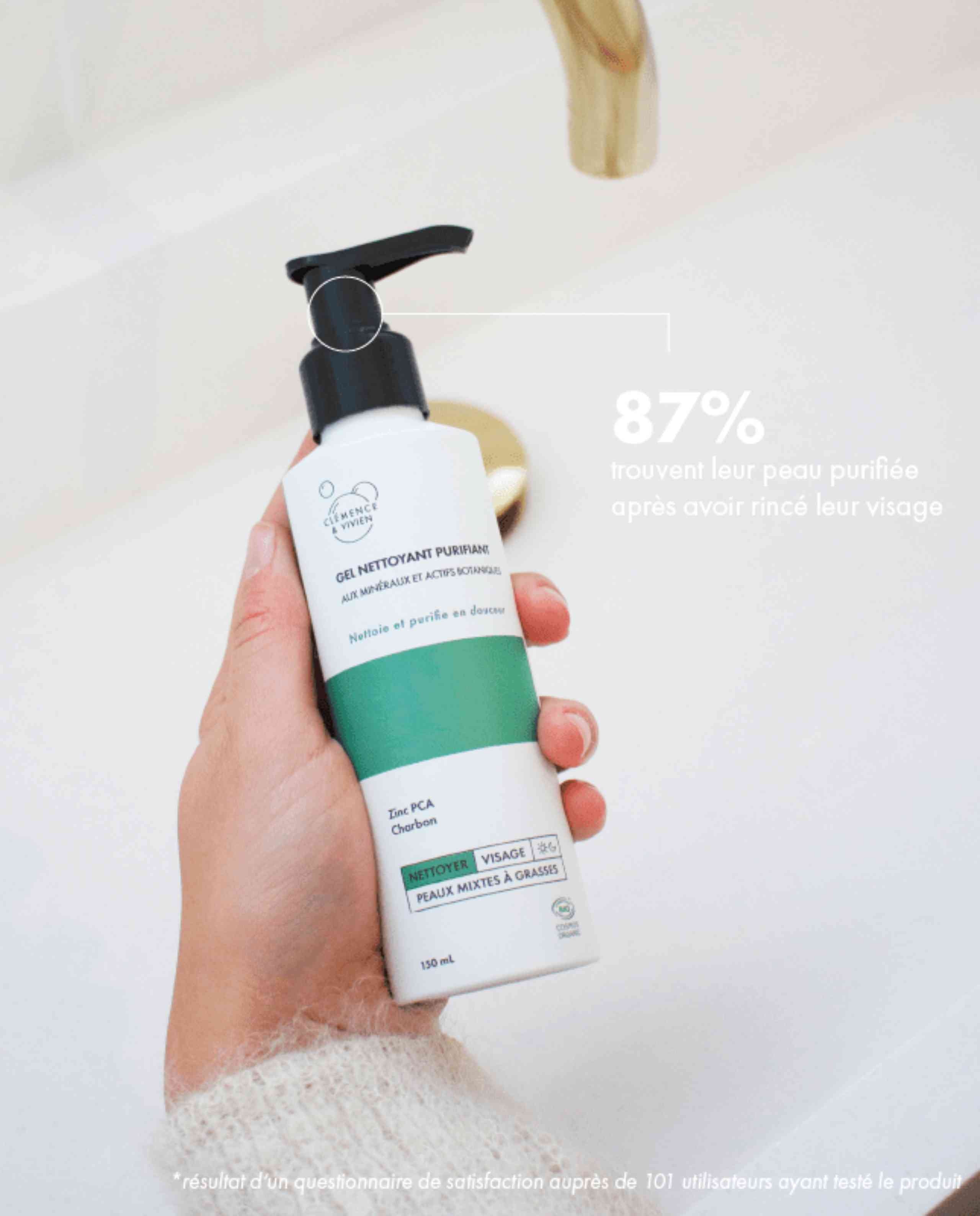 Gel nettoyant visage purifiant naturel et bio