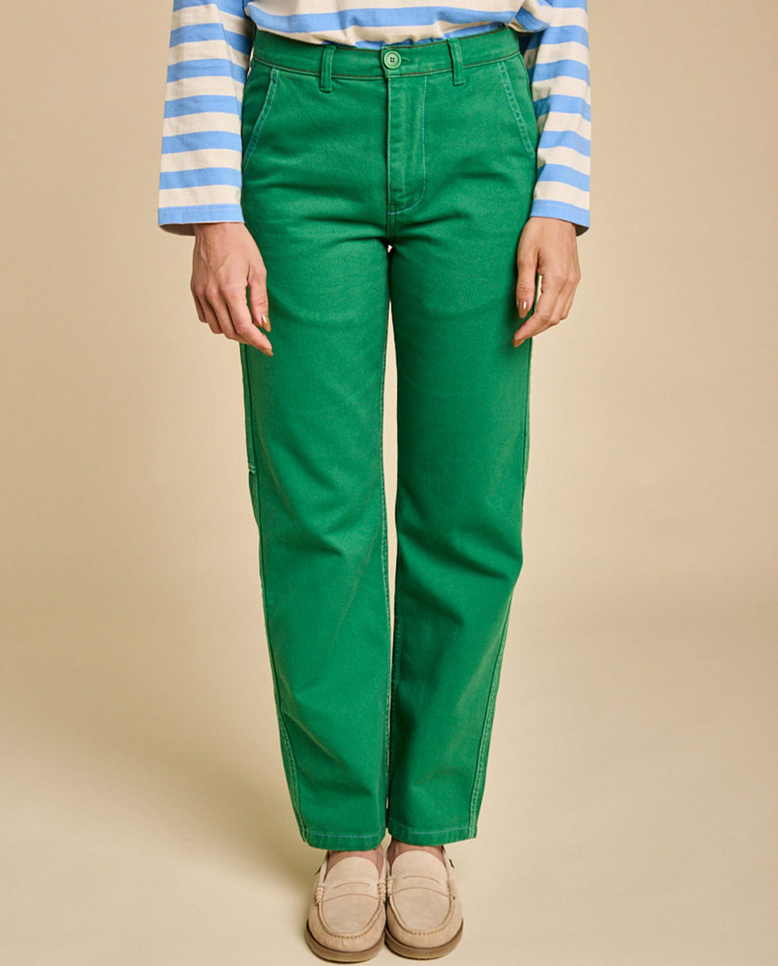 Marché Commun pantalon de travail en coton bio vert gazon graine
