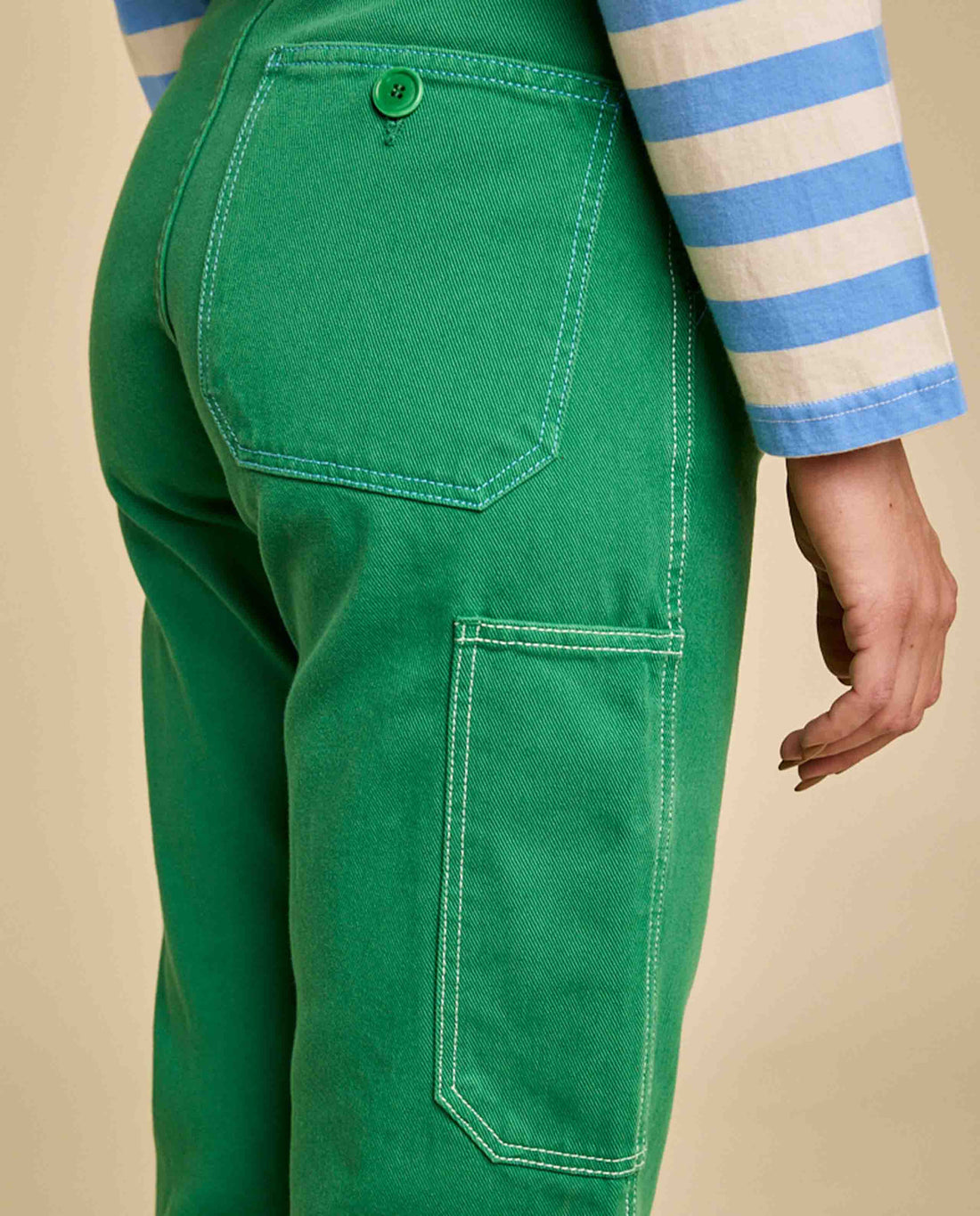 Marché Commun pantalon de travail en coton bio vert gazon graine