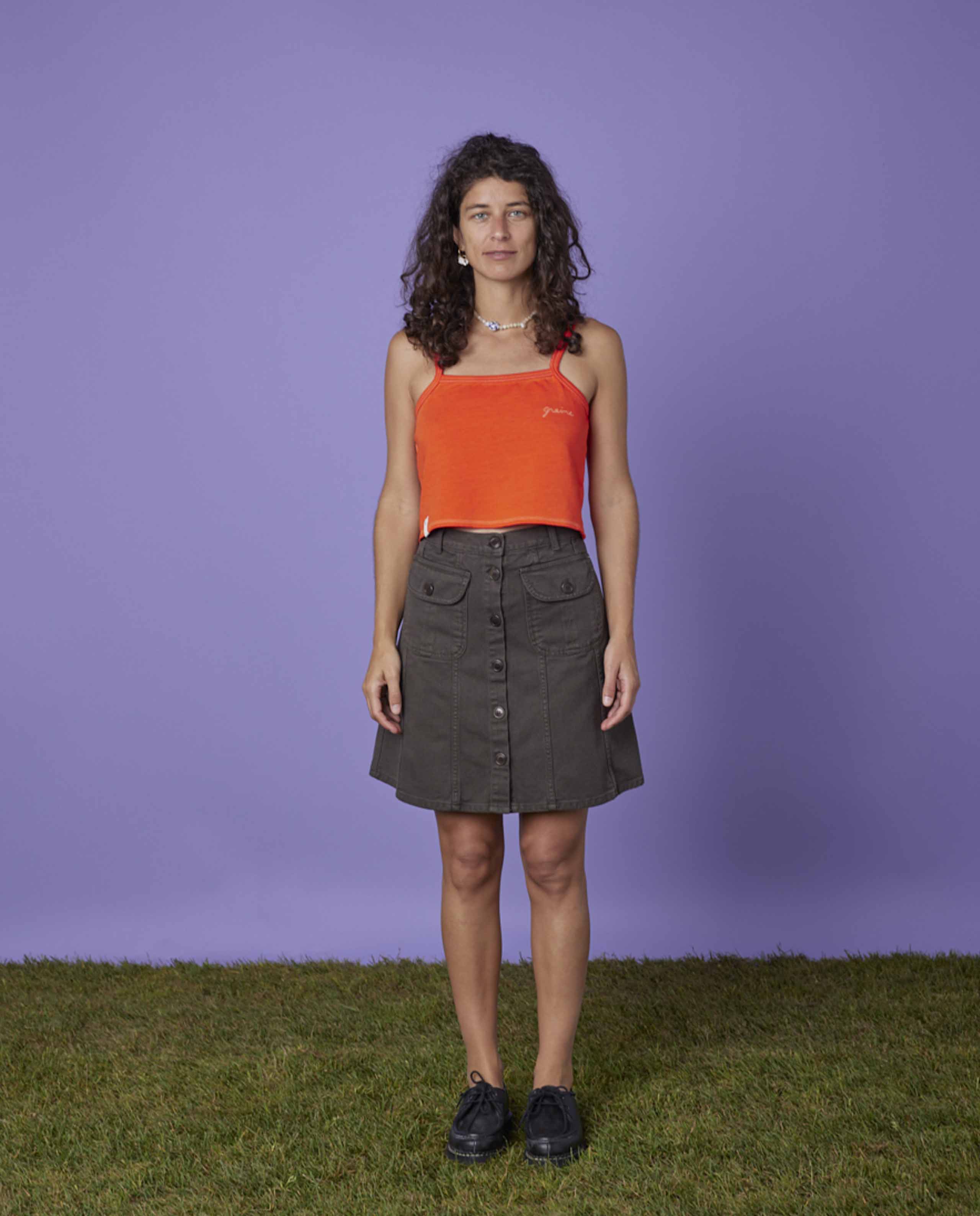 Marché Commun jupe en coton bio anthracite graine clothing