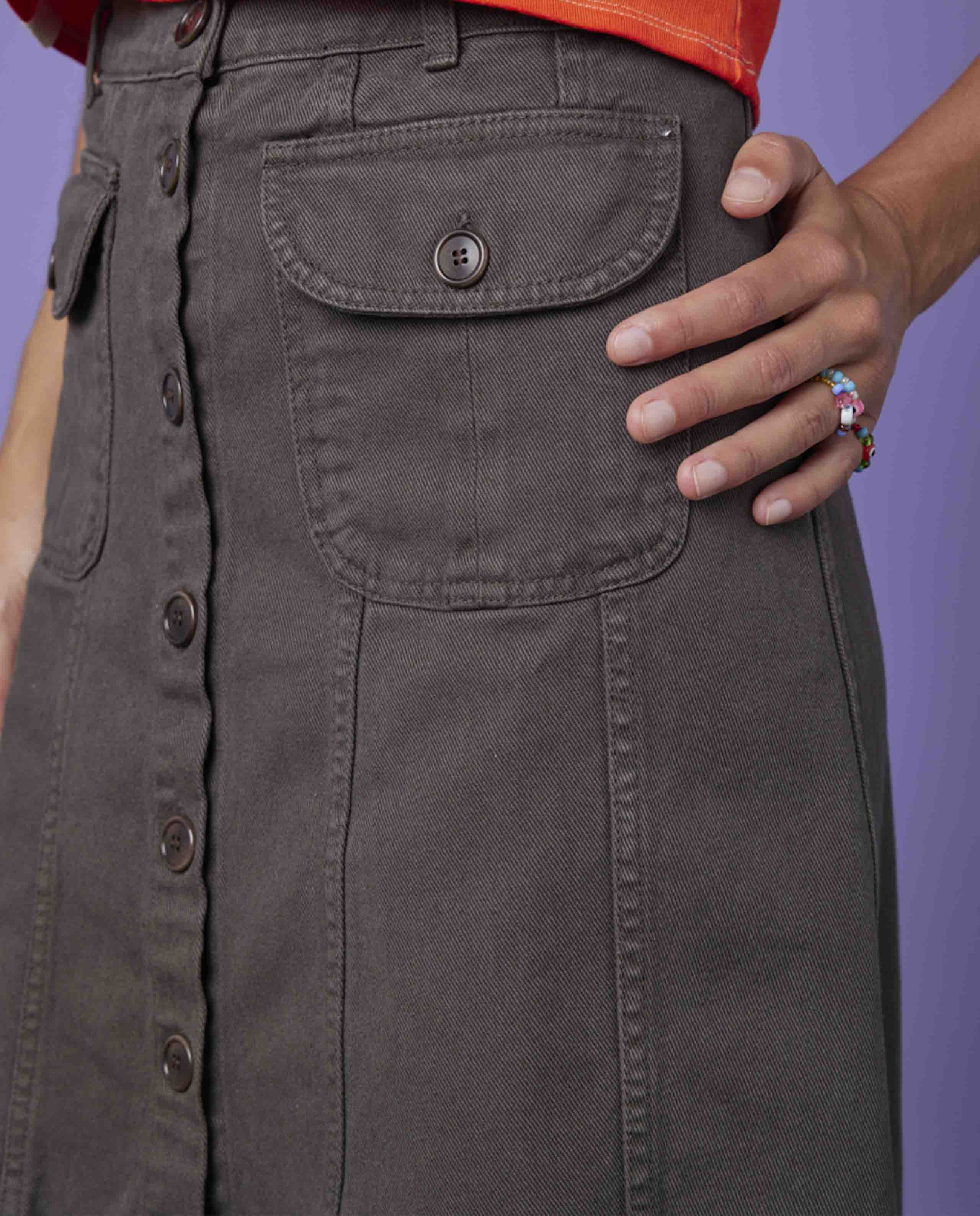 Marché Commun jupe en coton bio anthracite graine clothing