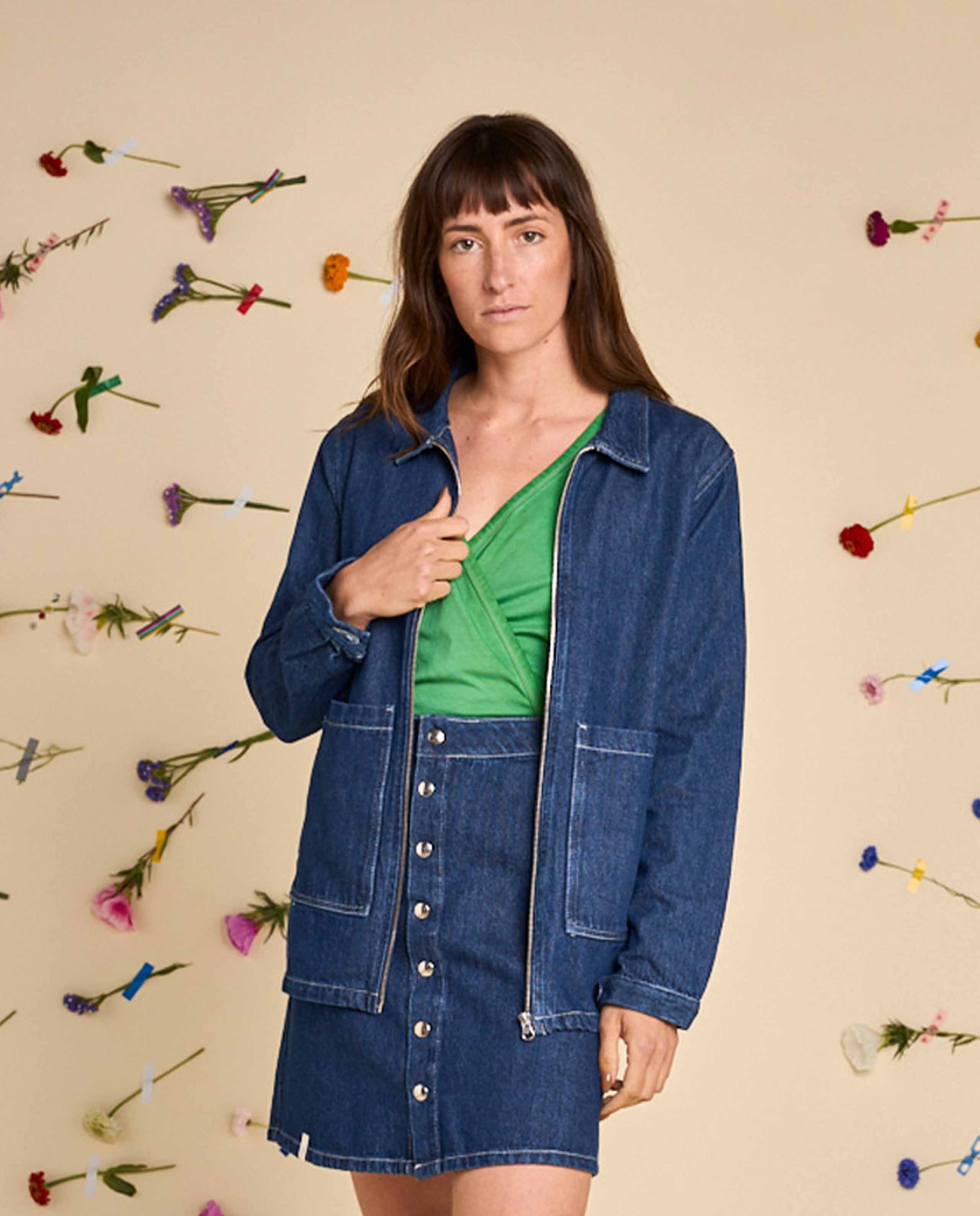 marché commun veste zippé en coton bio denim graine clothing