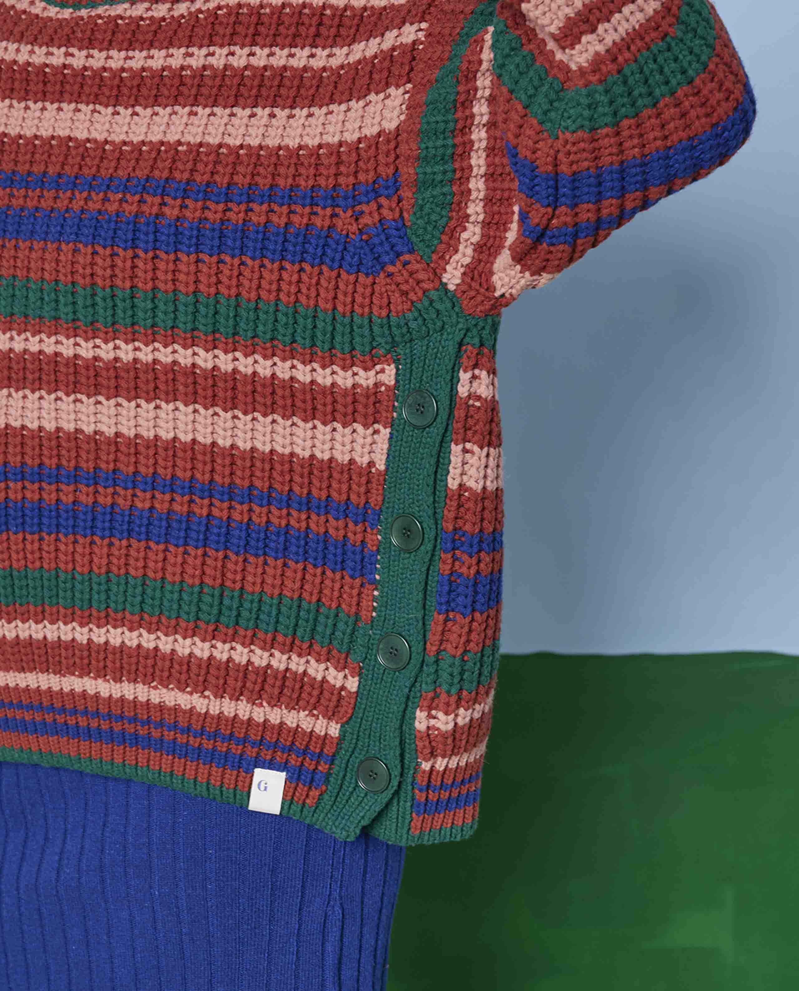 Pull col roulé rayé en laine mérinos