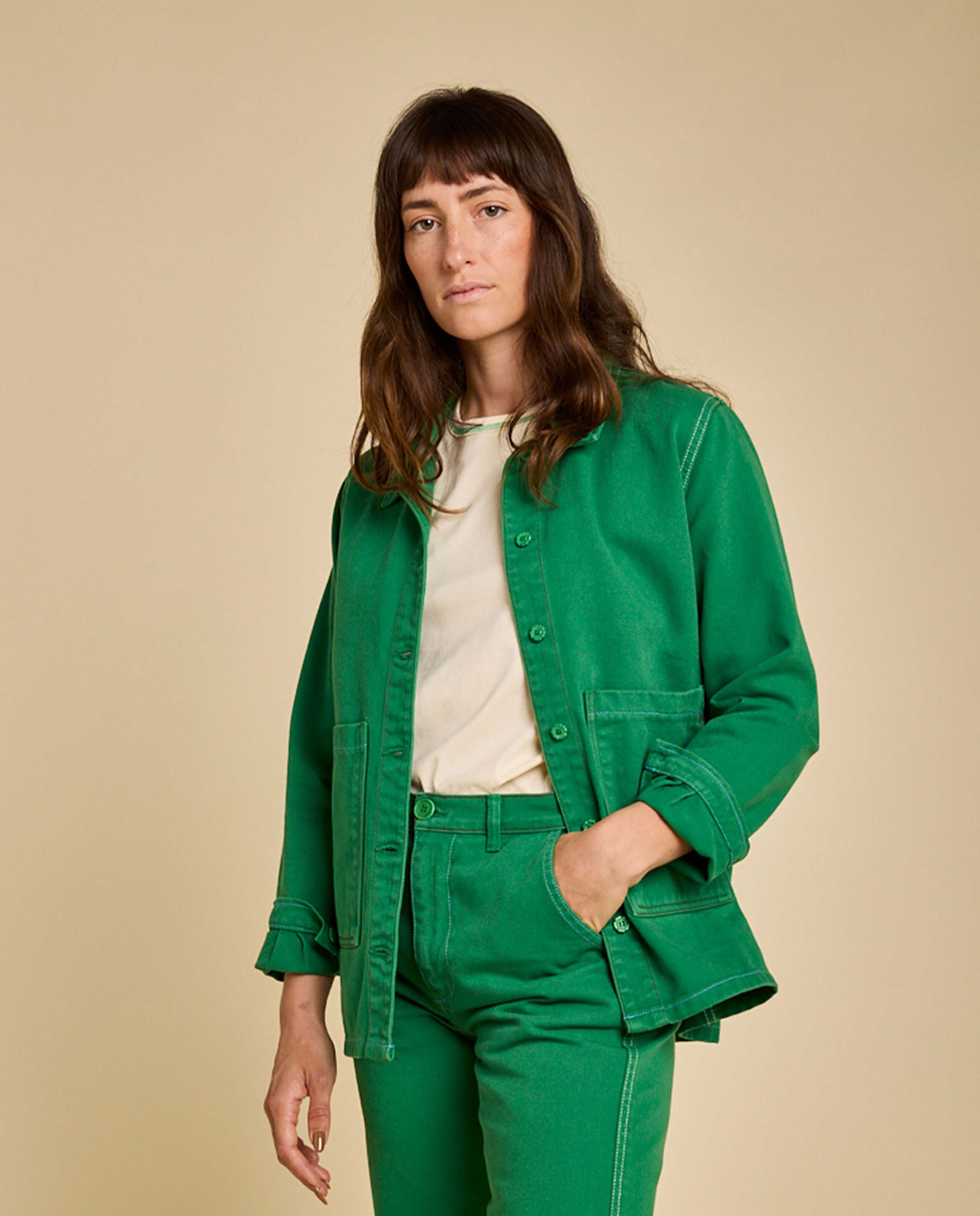 Marché Commun Veste de Travail en Coton bio vert gazon graine