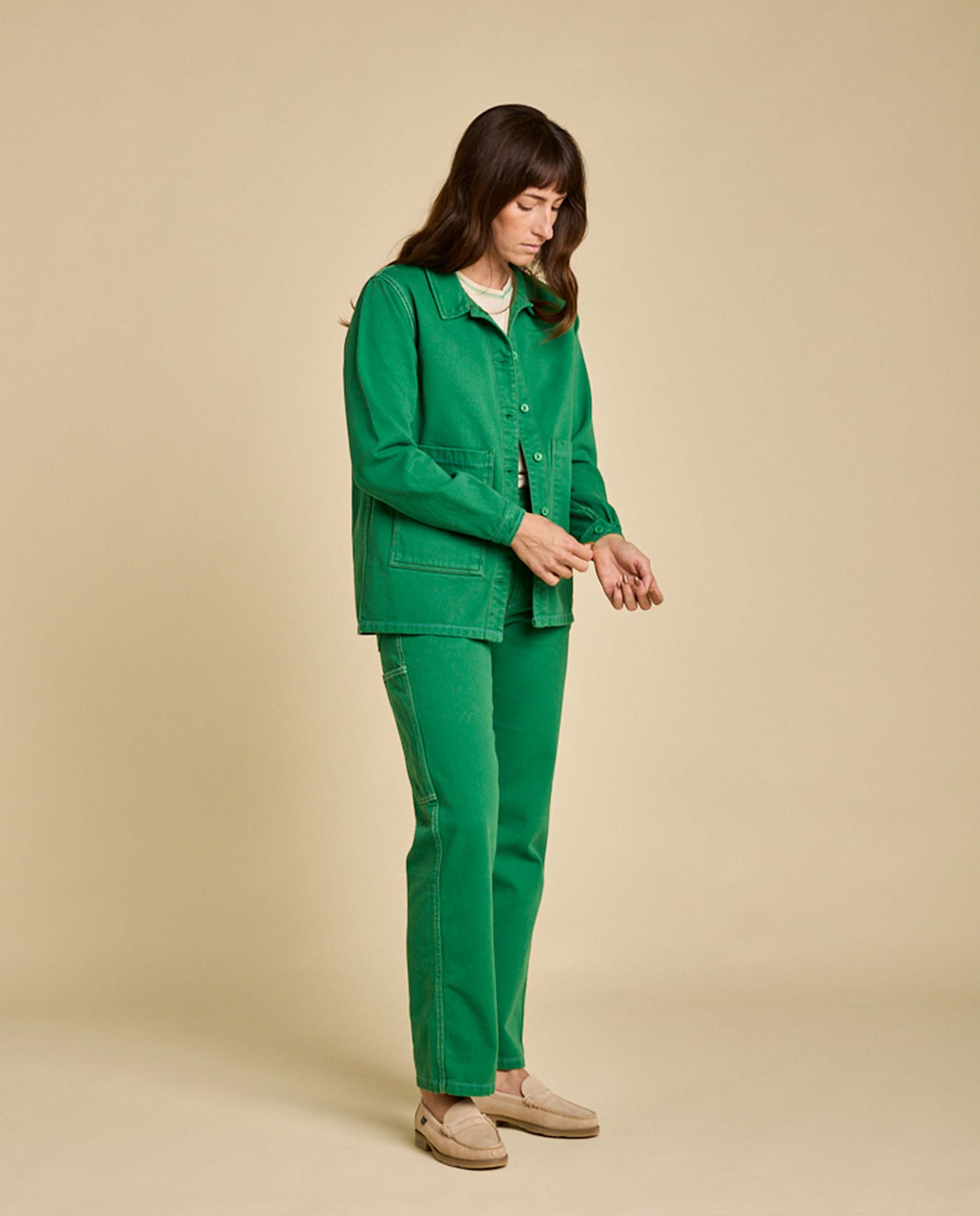 Marché Commun Veste de Travail en Coton bio vert gazon graine