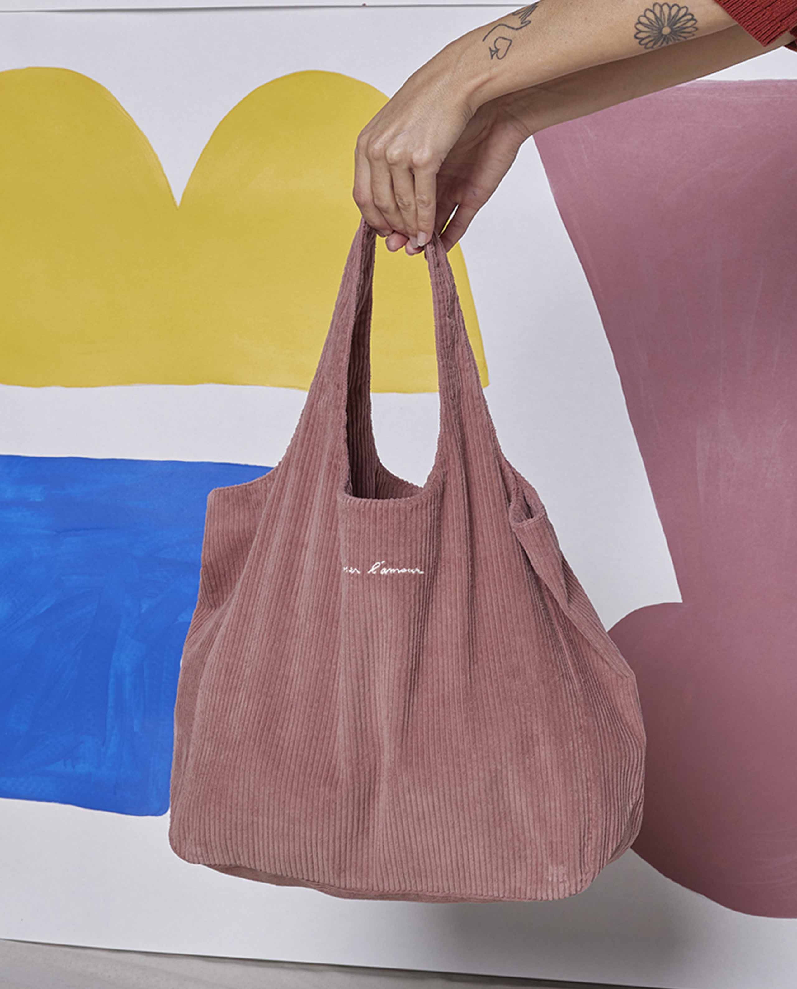 Sac en Velours Côtelé BIO Eco-Responsable Rose Poudré Graine