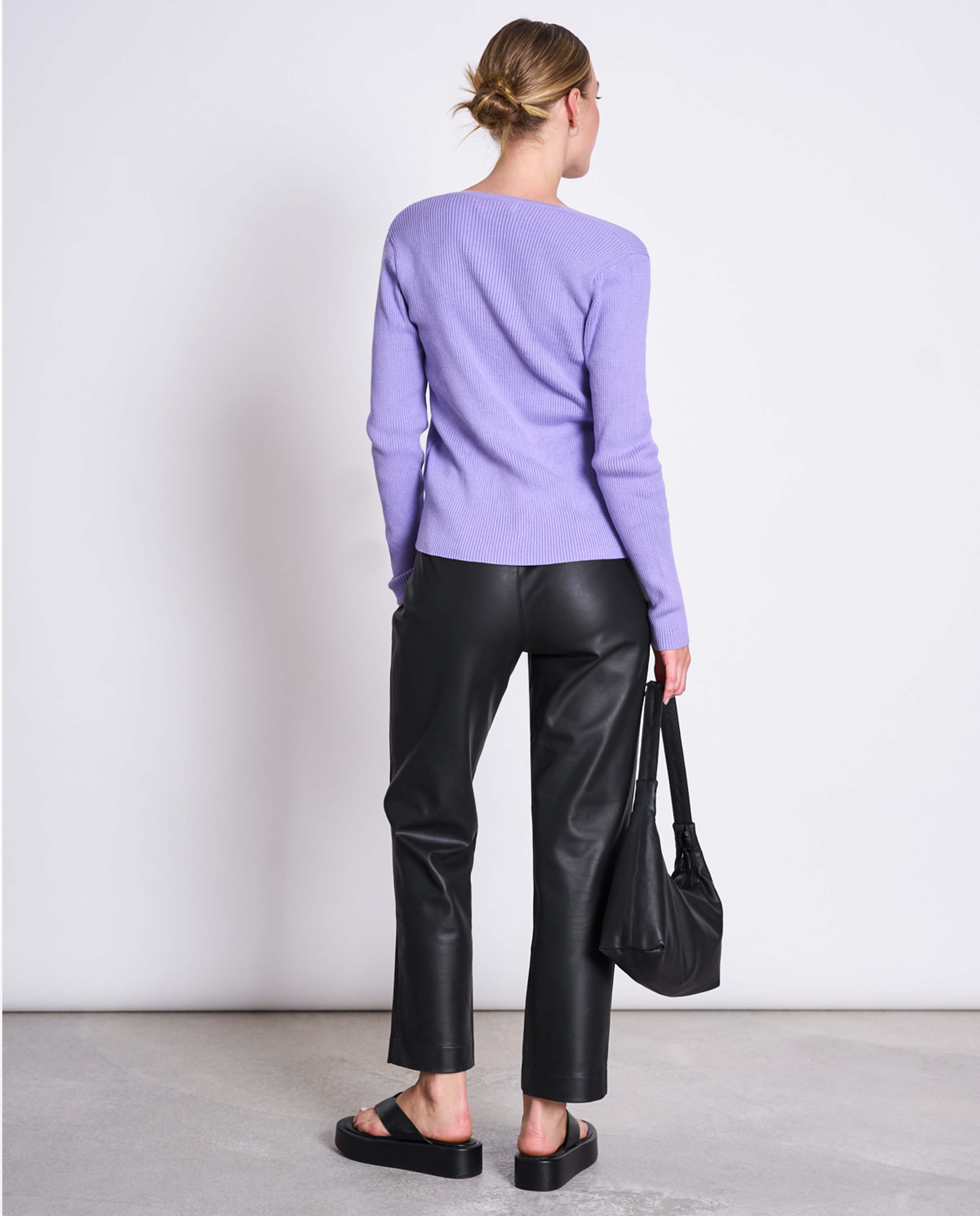 Marché Commun Cardigan à nouer ouvert en coton bio lilas Jan N June