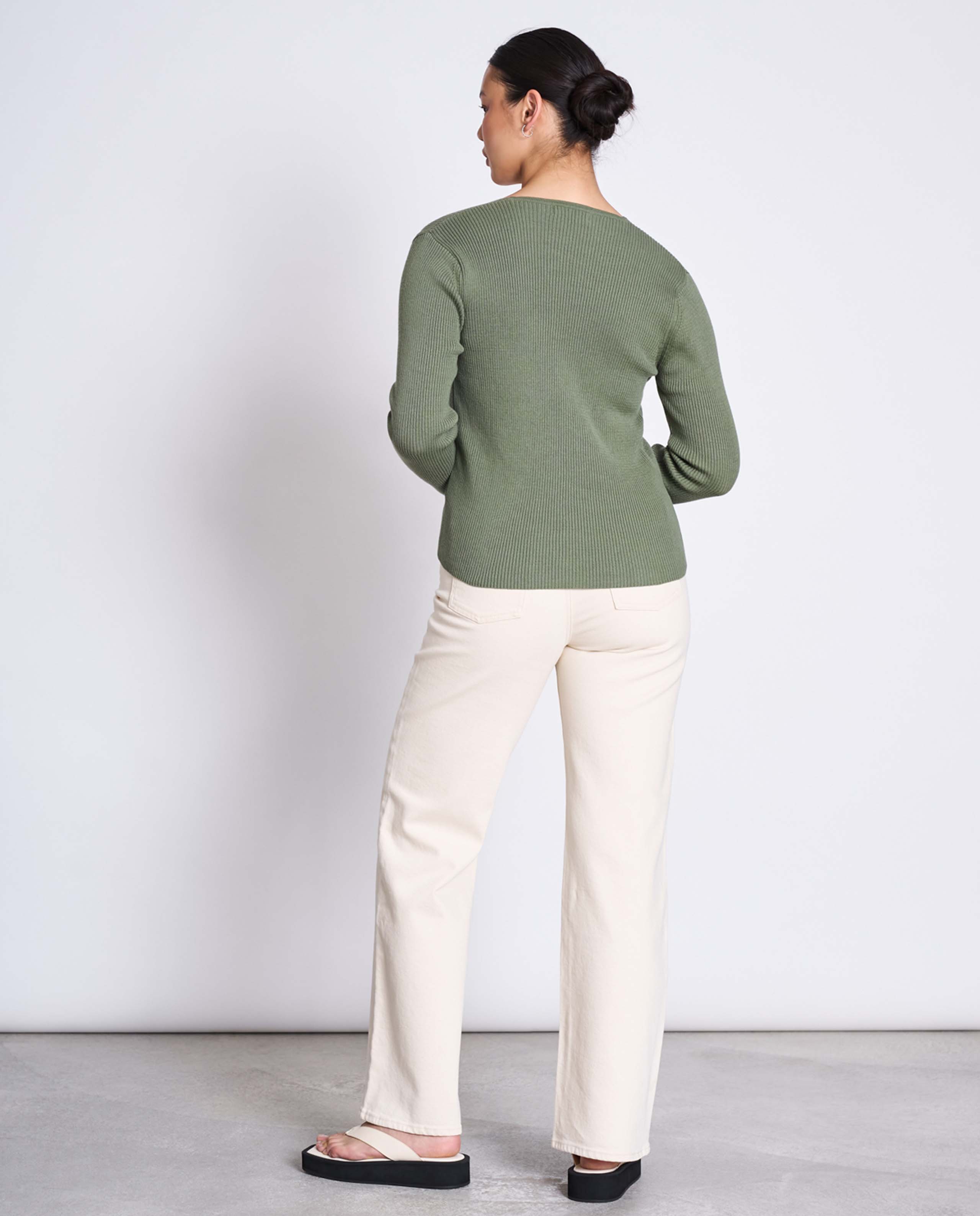 Marché Commun Cardigan à nouer ouvert en coton bio vert Jan N June