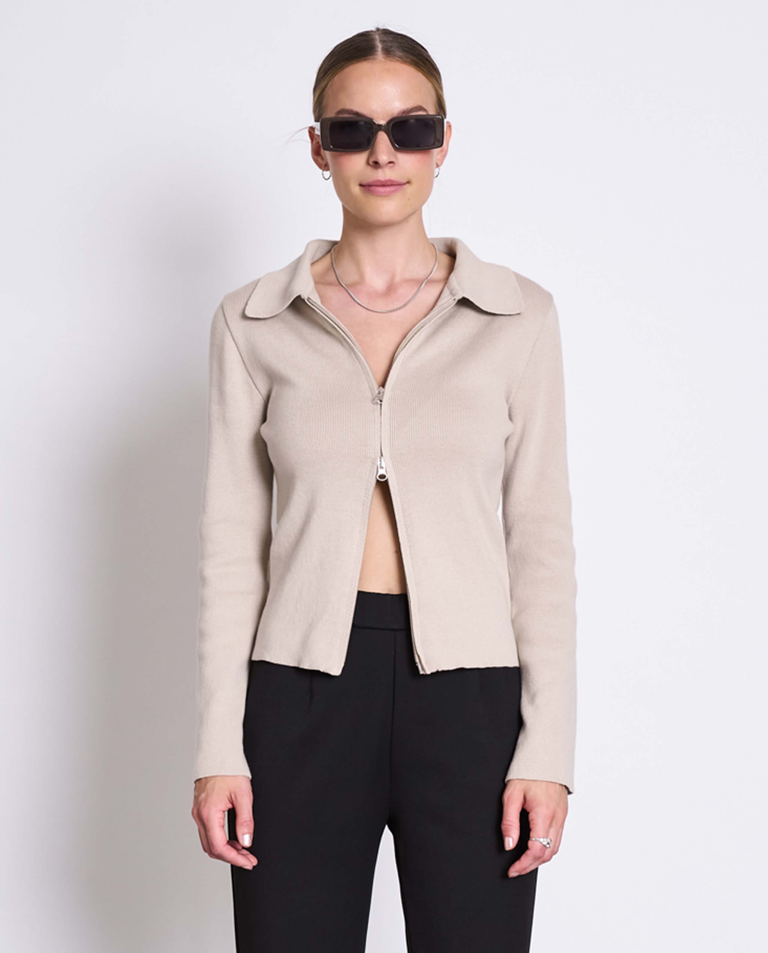 Marché Commun Cardigan Zippé Beige ivoire Jan &