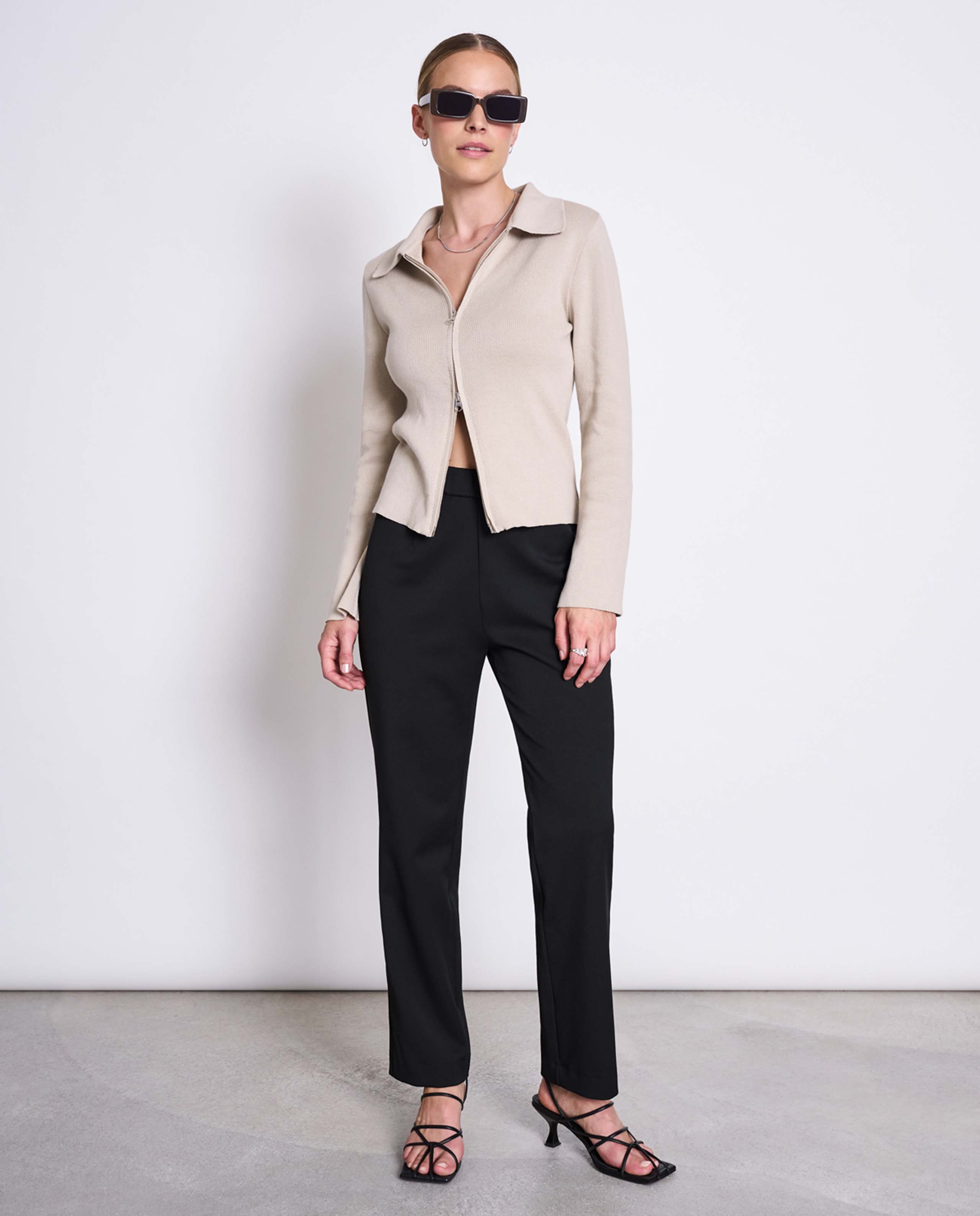 Marché Commun Cardigan Zippé Beige ivoire Jan &