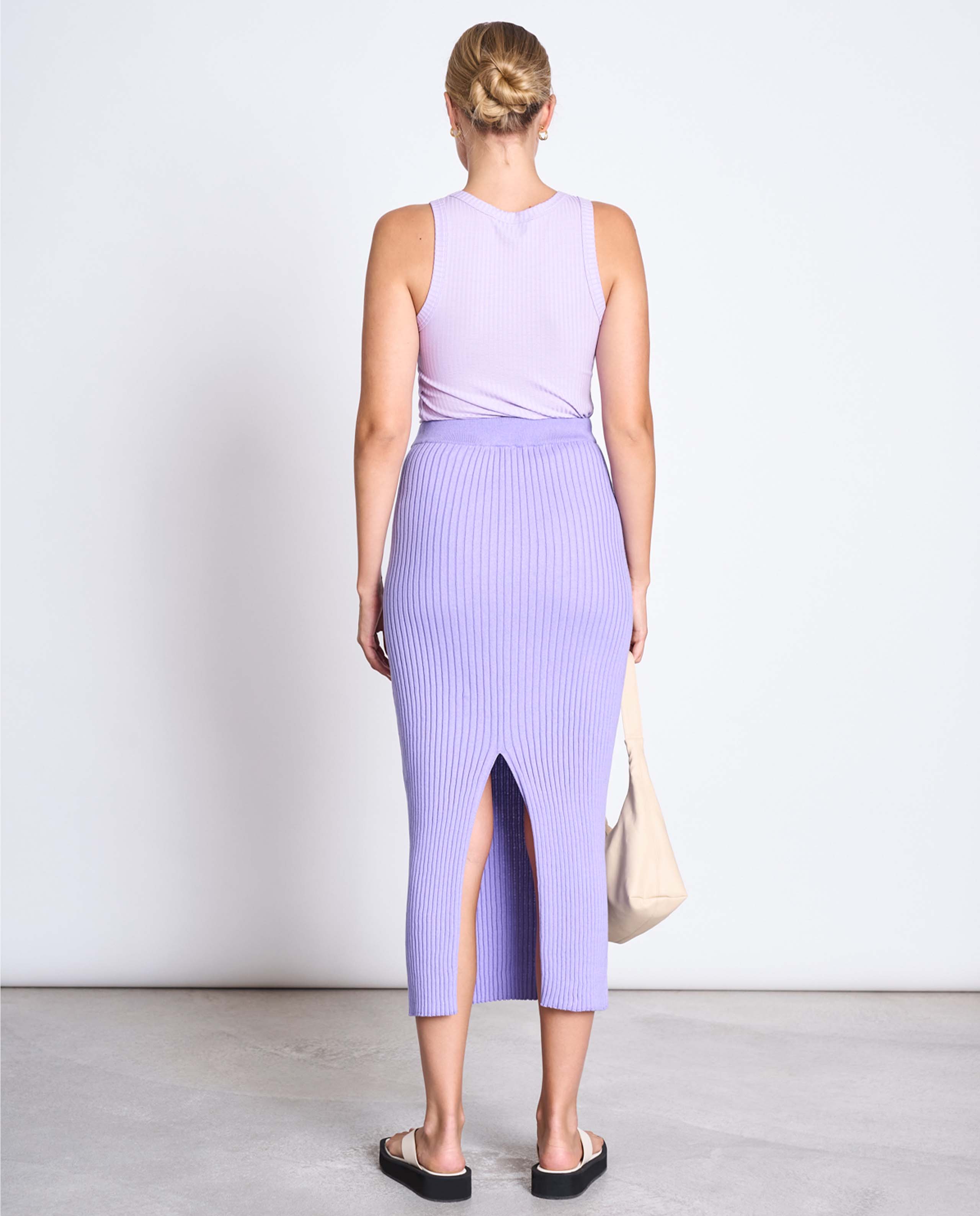 Marché Commun Robe mi-longue en coton bio fendue lilas jan&