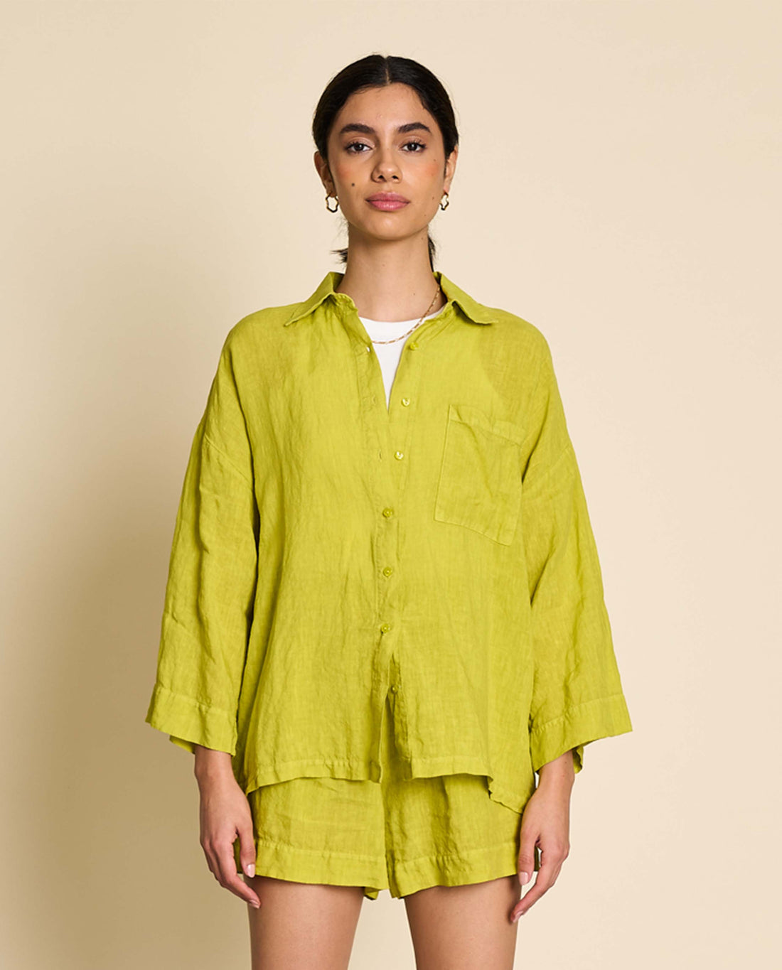 marché commun jan n june chemise femme lin mons vert anis