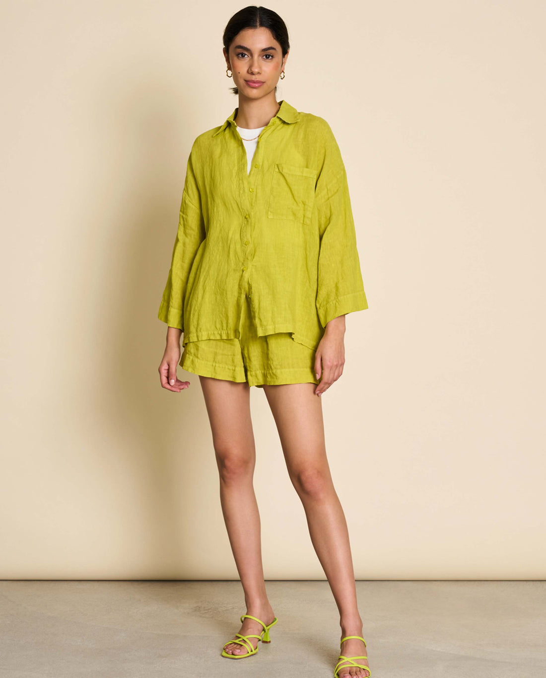 marché commun jan n june chemise femme lin mons vert anis