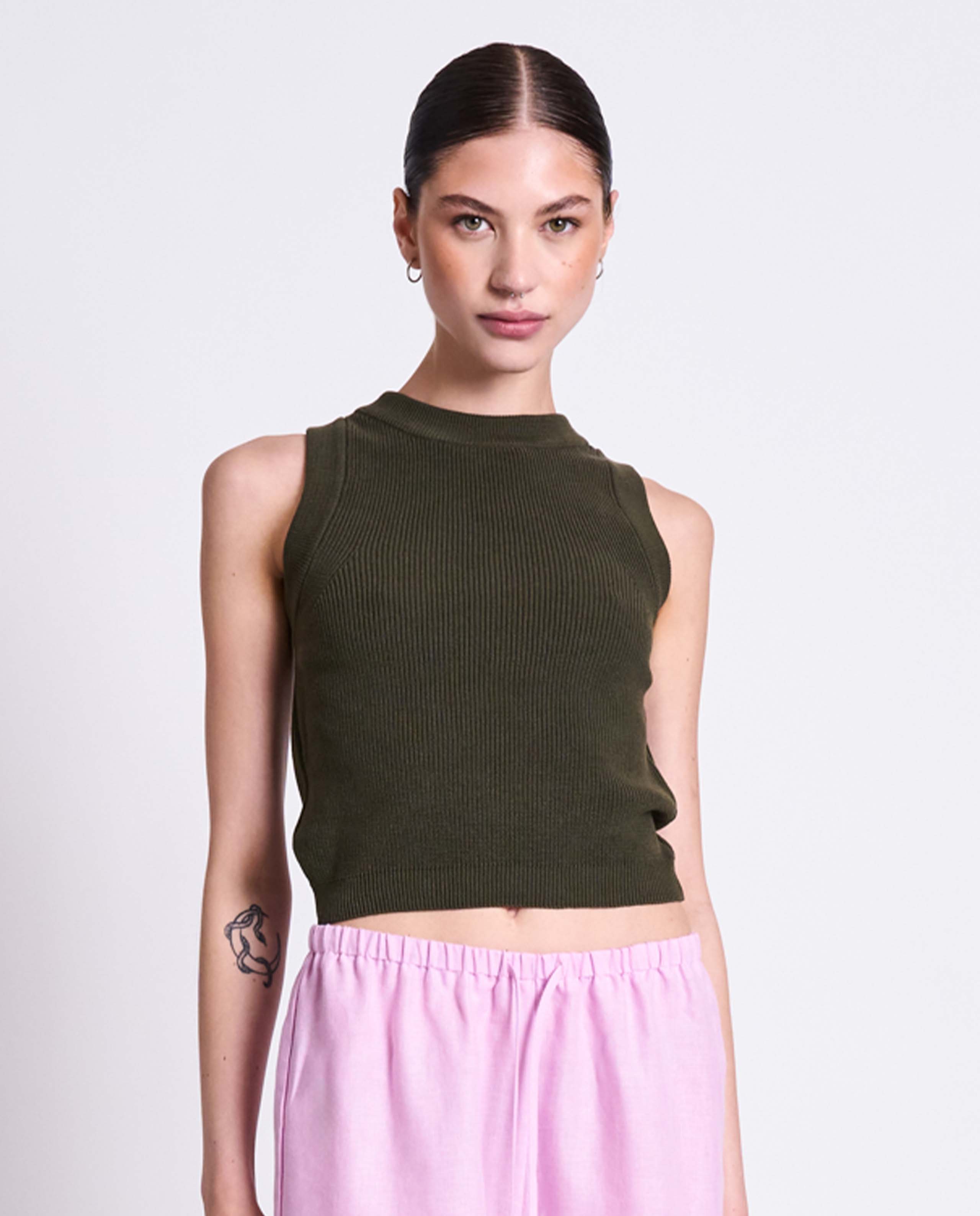 marché commun top en coton bio vert olive jan n june
