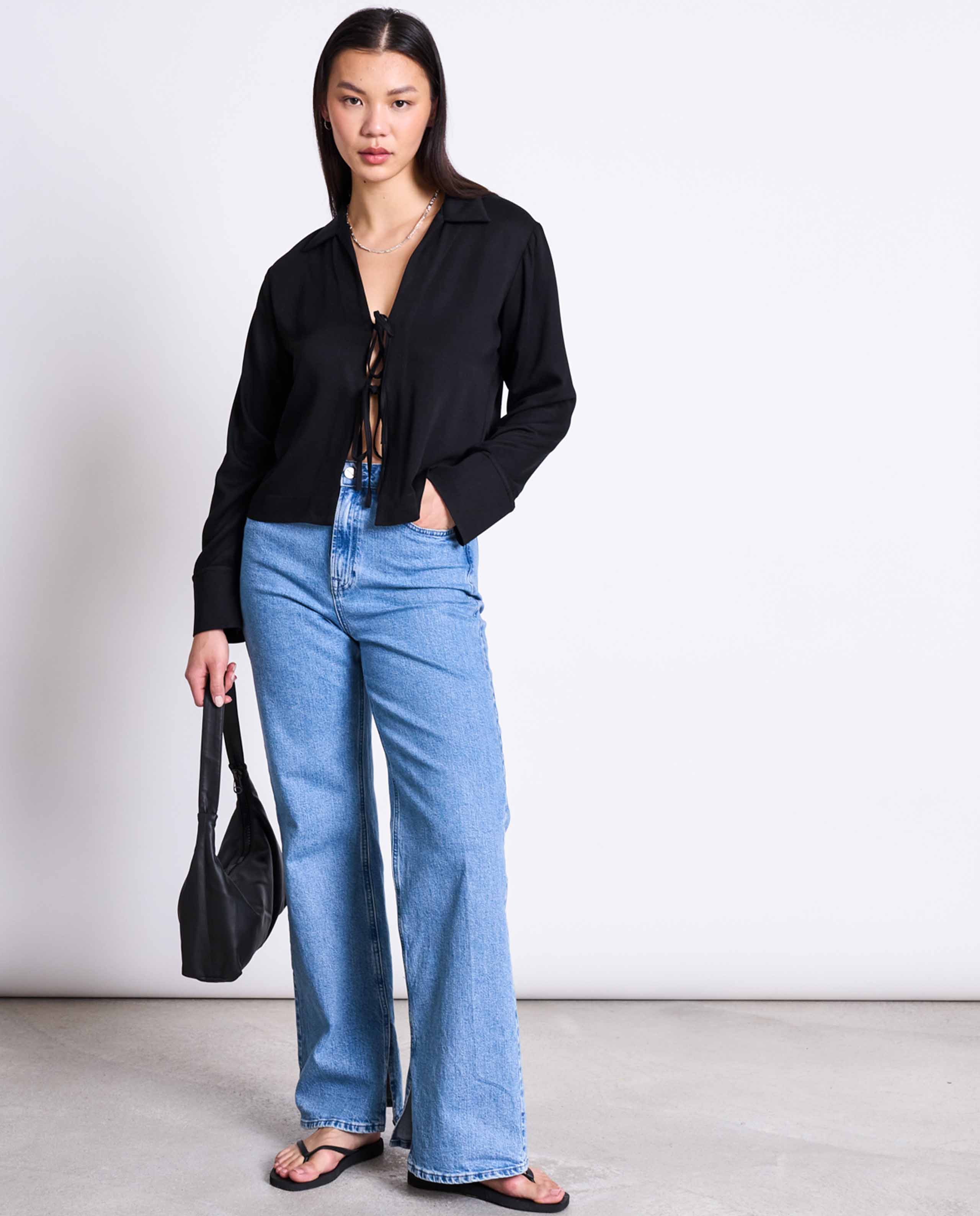 marché commun top en tencel noué noir jan n june