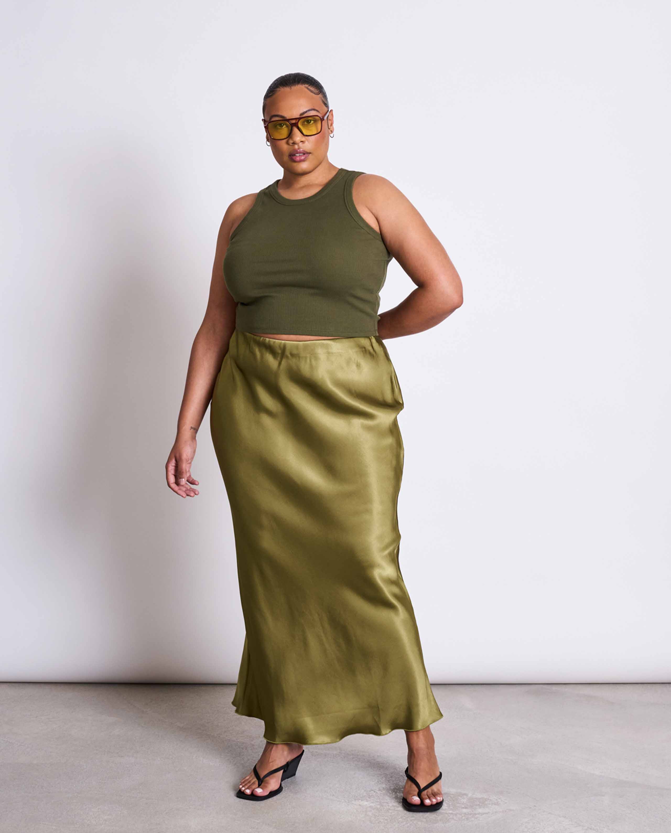 Marché commun tank top en coton bio vert olive jan n june