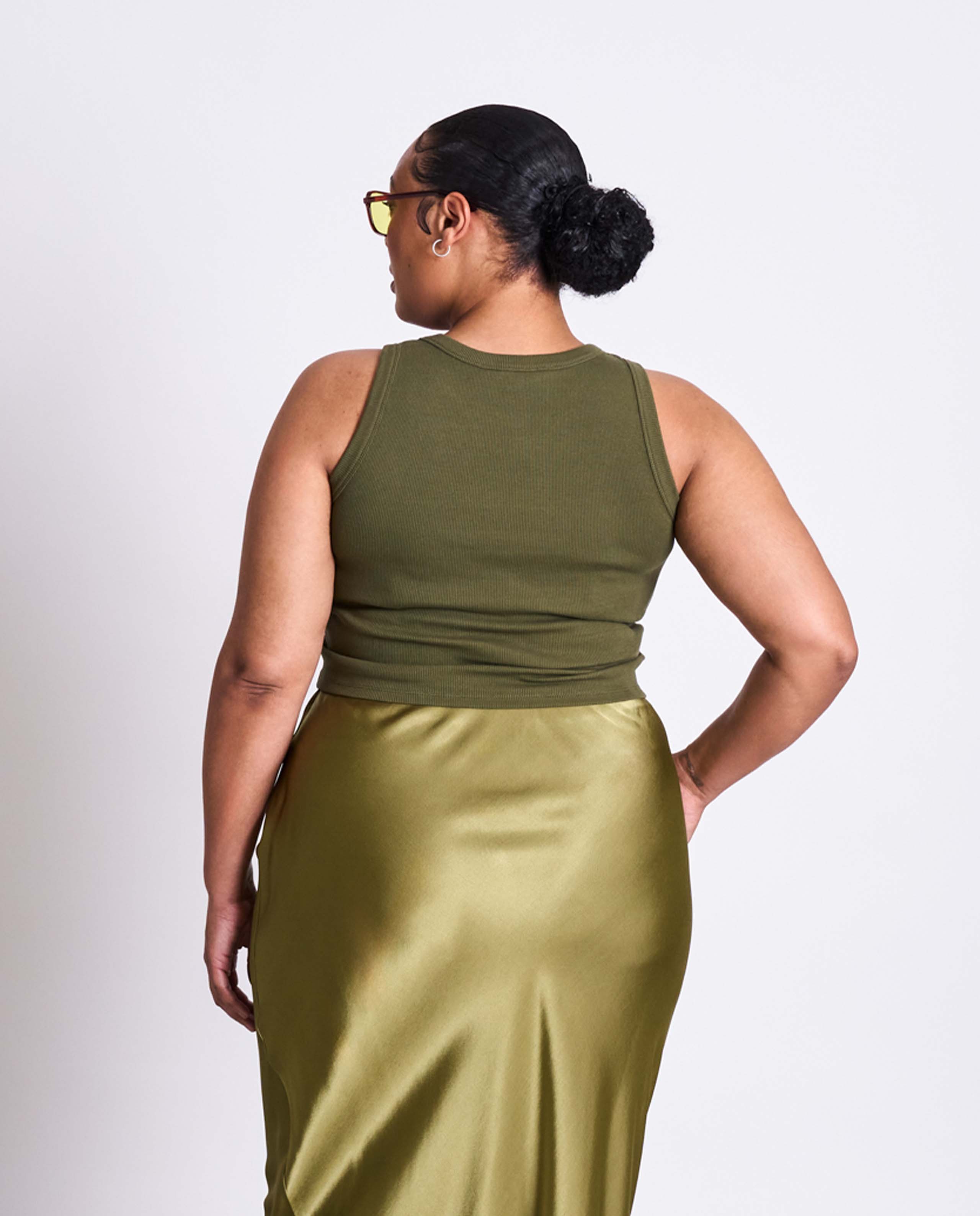 Marché commun tank top en coton bio vert olive jan n june