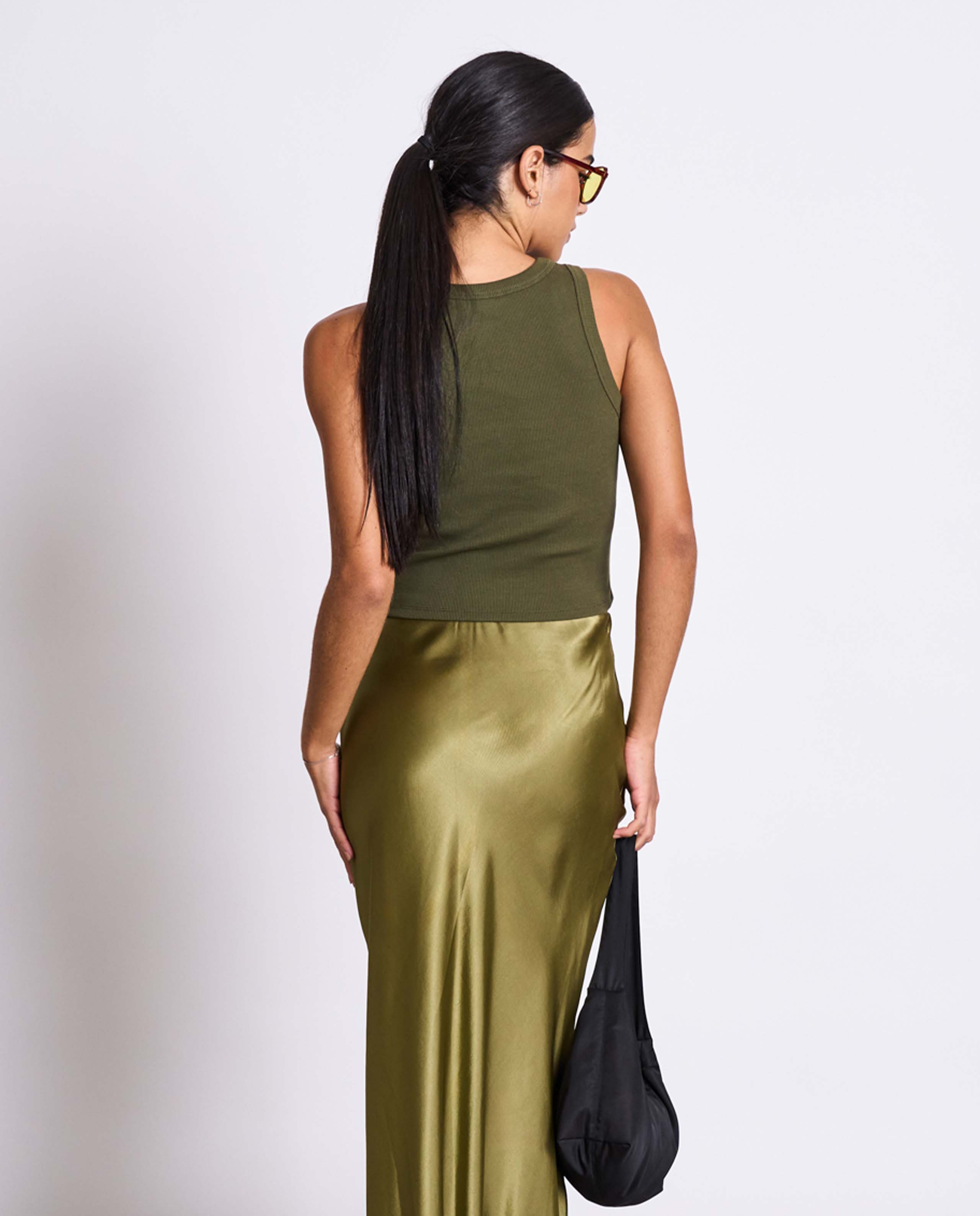 Marché commun tank top en coton bio vert olive jan n june